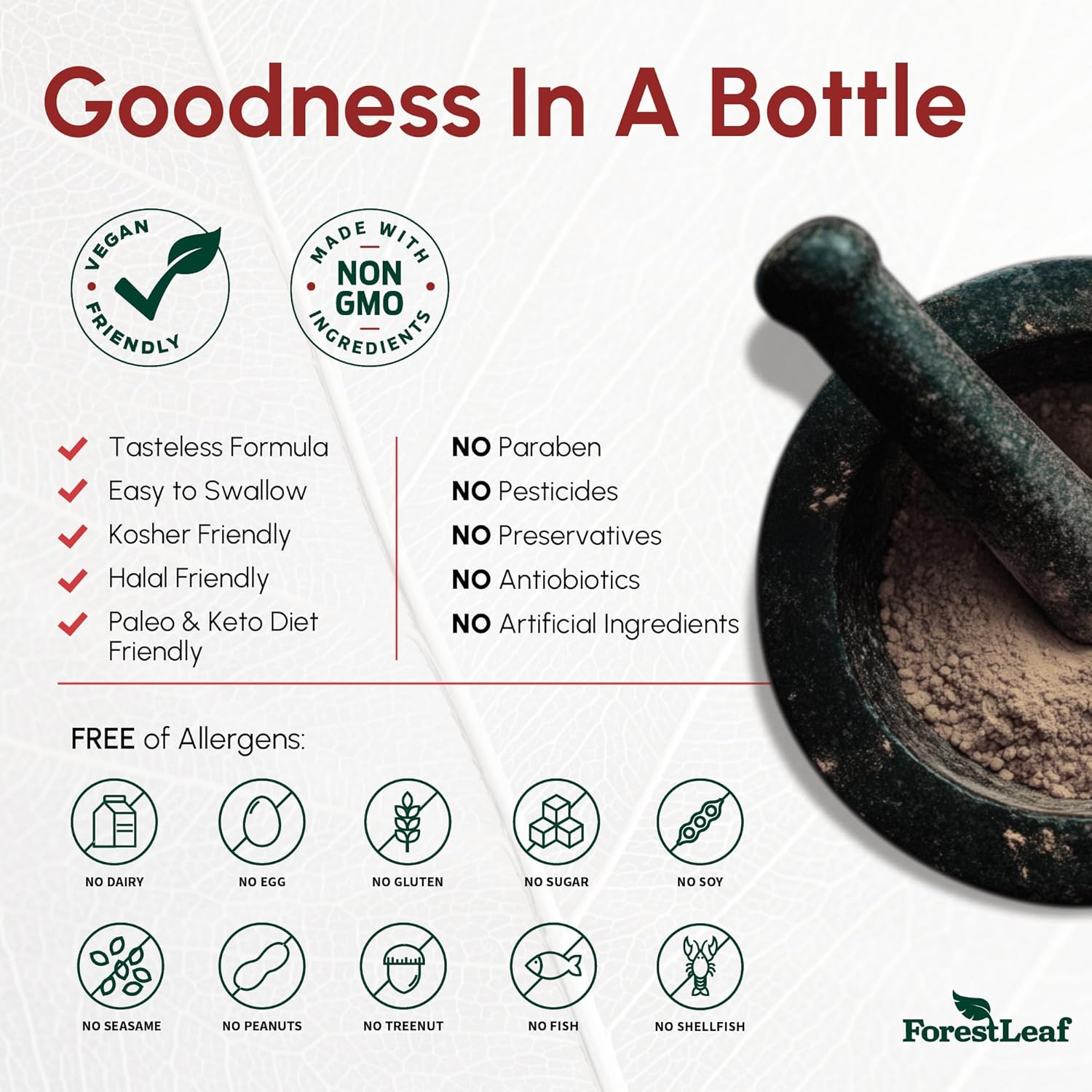 Highlights multiple health and dietary benefits of the product to appeal to health-conscious consumers with various dietary restrictions. Reassures customers about the product's safety and…