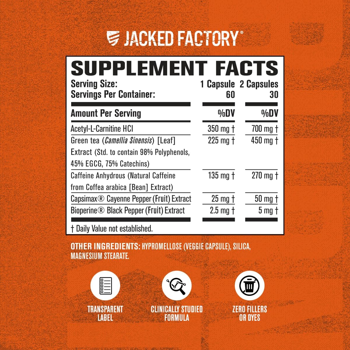 Provides detailed nutritional information and ingredient list to inform customers about the product's composition and dosage.