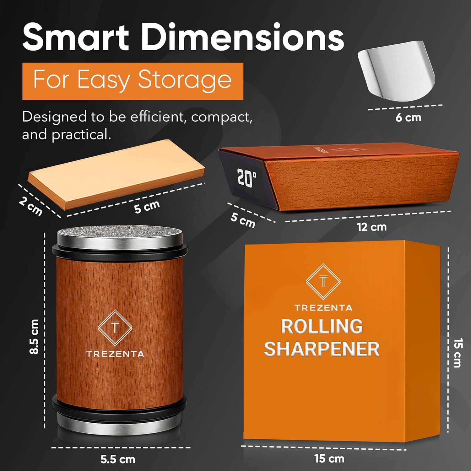 Demonstrates the product's small, efficient size to reassure customers about easy storage and practicality. Highlights the product's smart dimensions to…