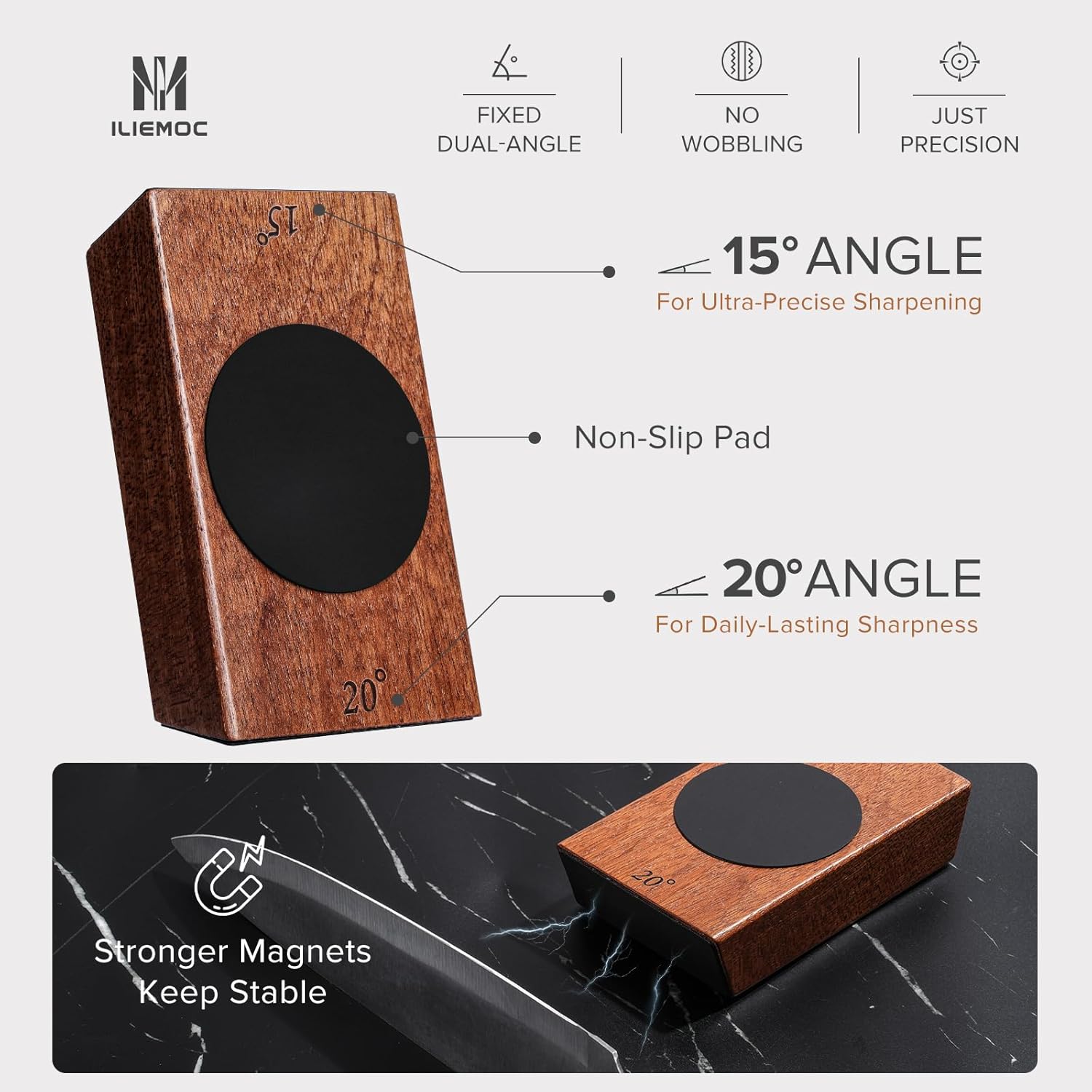 Highlights the key features of the knife sharpener, emphasizing its precision angles, stability, and ease of use. Showcases multiple benefits of the product,…