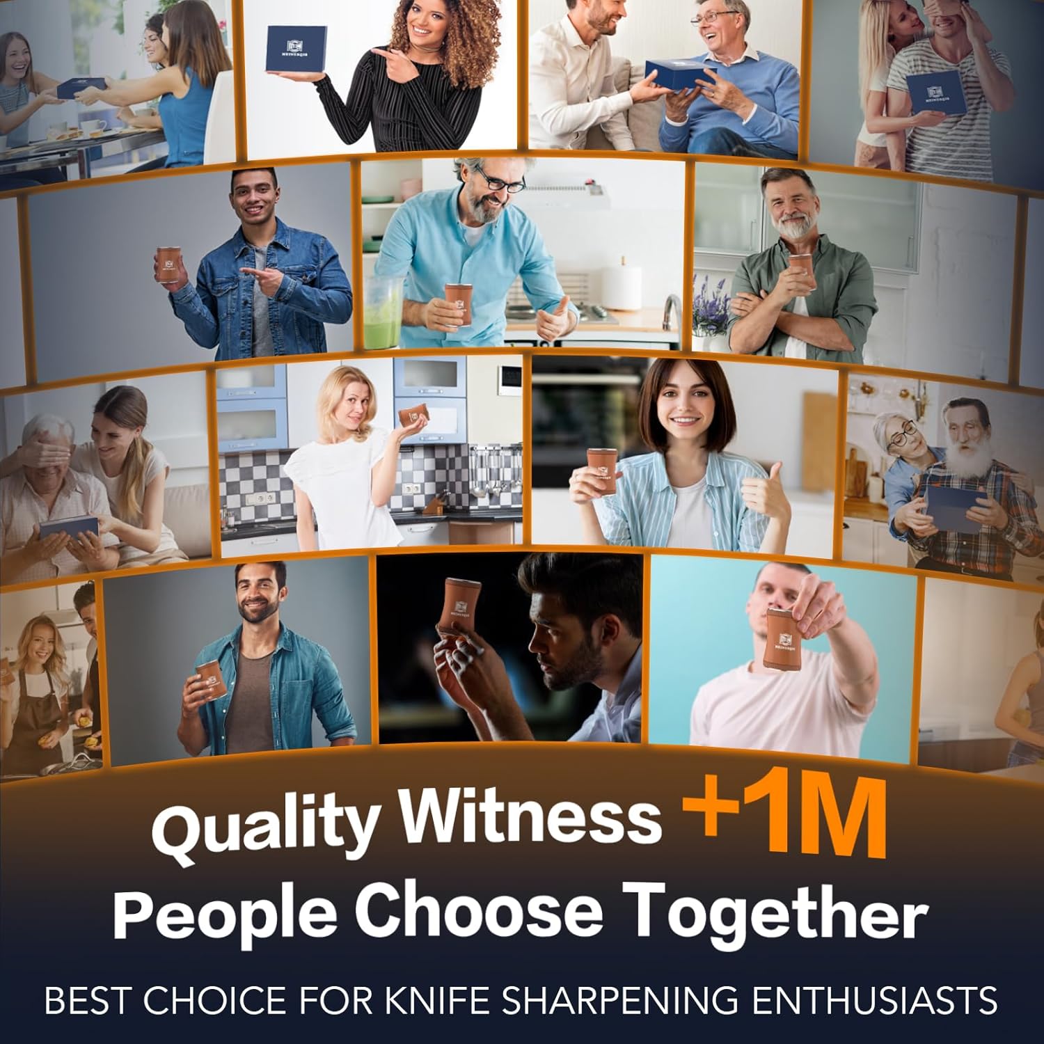 Showcases the product's popularity across diverse demographics, emphasizing it as a trusted choice for many users. Builds trust by showing multiple satisfied customers using the product, implying…