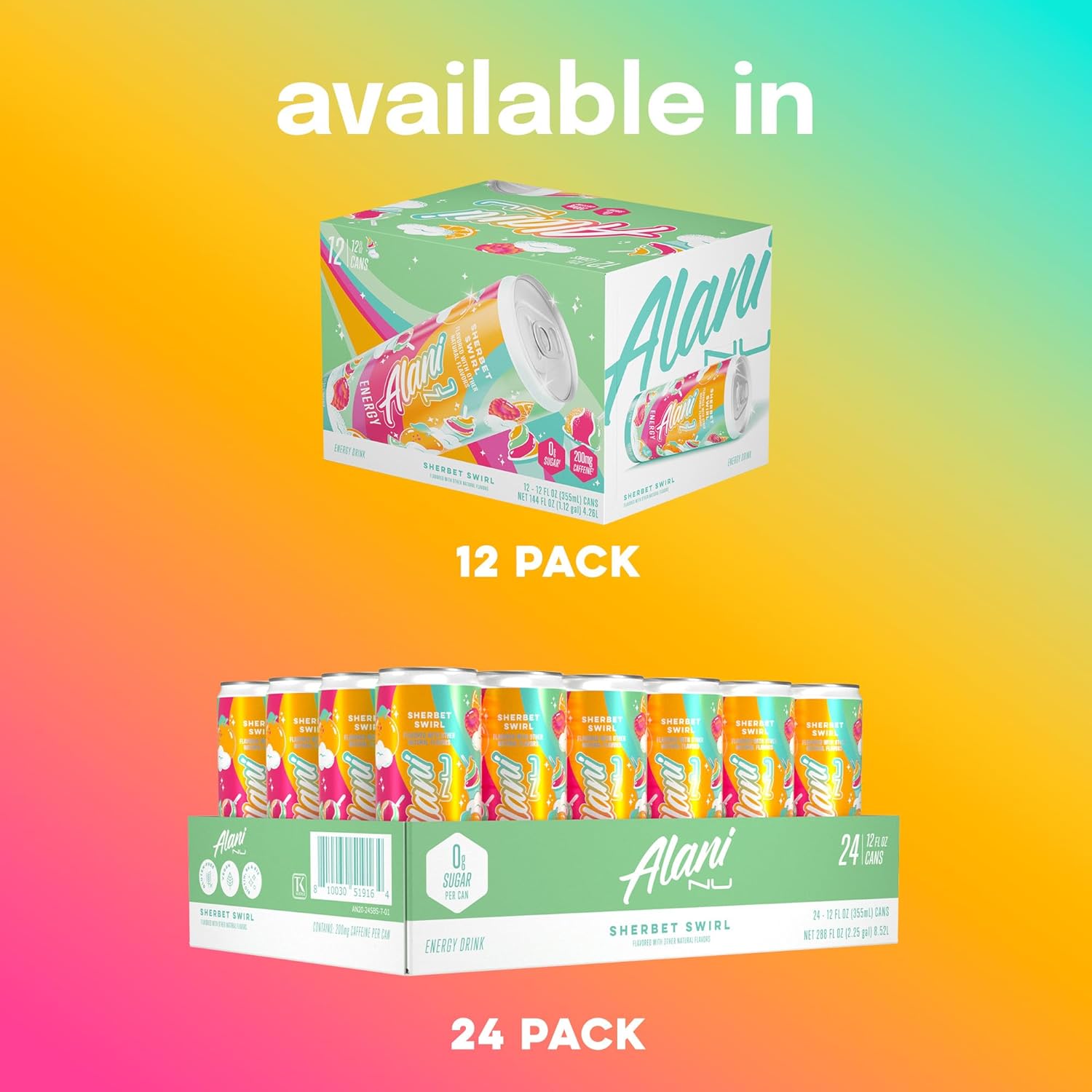 Informs customers about the different pack sizes available for purchase, showing 12-pack and 24-pack options.