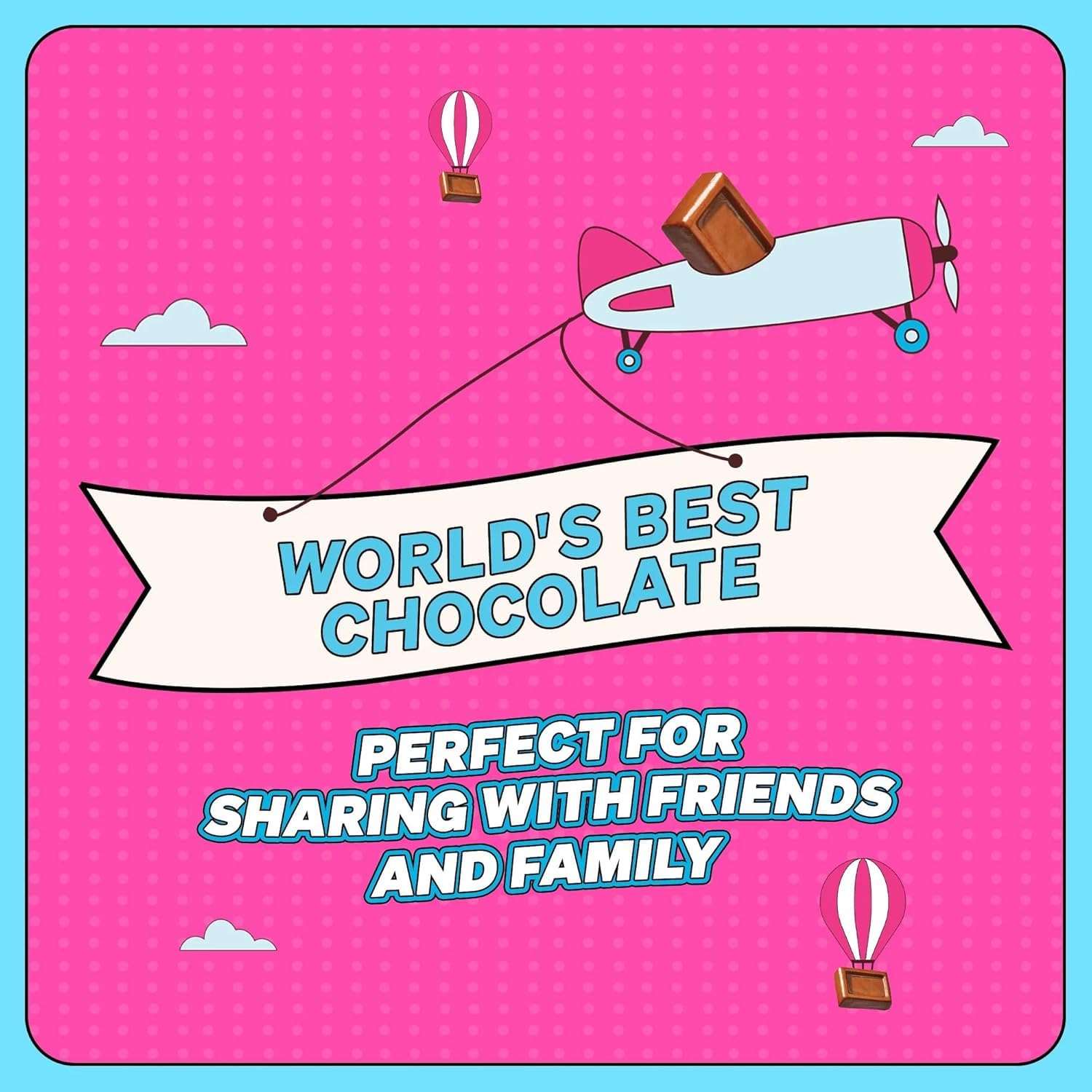 Highlights the product's quality and its suitability for sharing, appealing to both taste and social aspects.