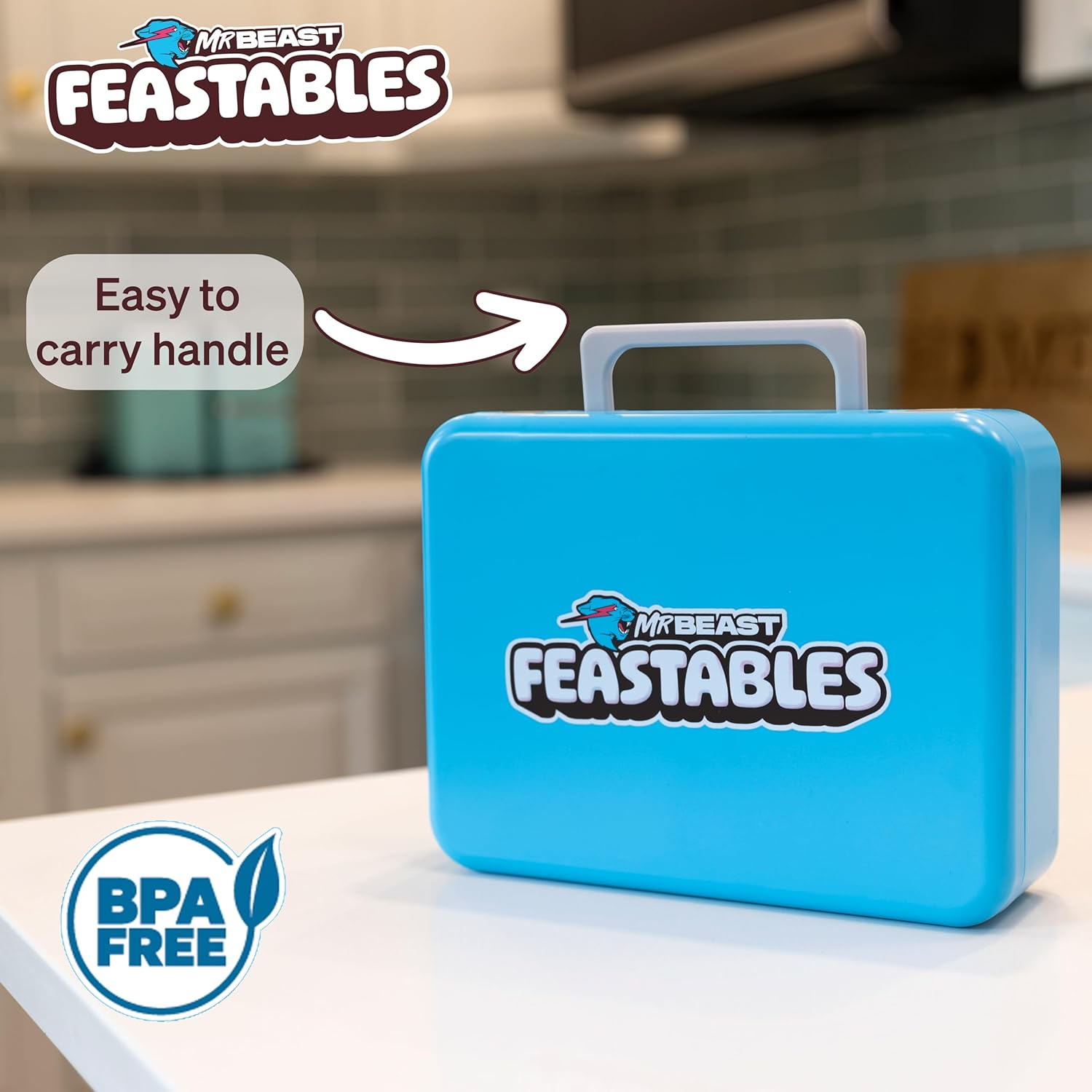 Highlights the product's portability and safety features to appeal to parents looking for a convenient and safe food storage solution for kids.