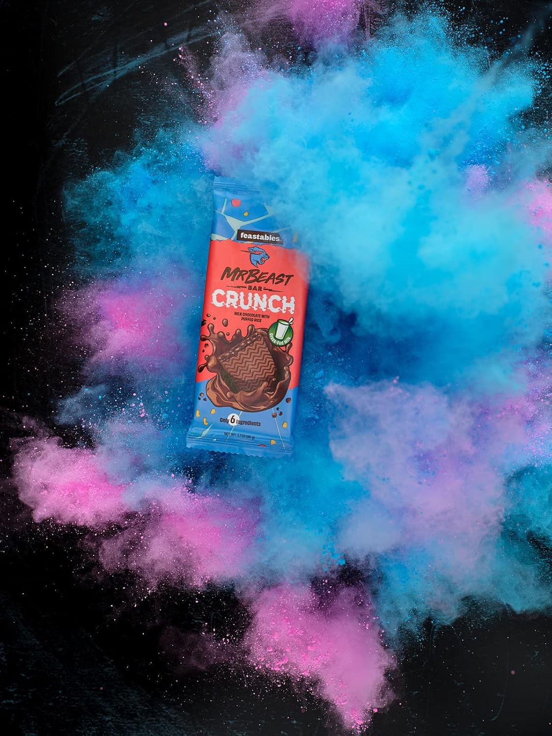 Conveys the intense, exciting flavor experience of the product through vibrant color explosions.