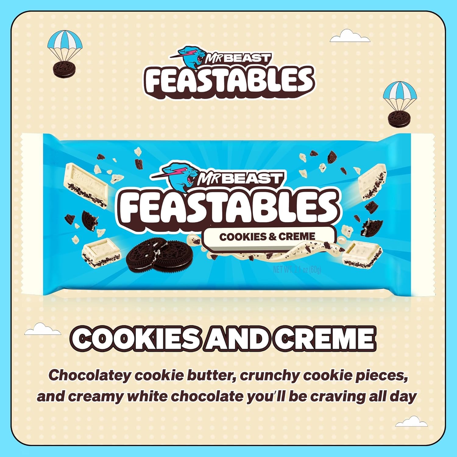 Showcases the multiple components and flavors of the product to entice customers and highlight its unique combination of ingredients.