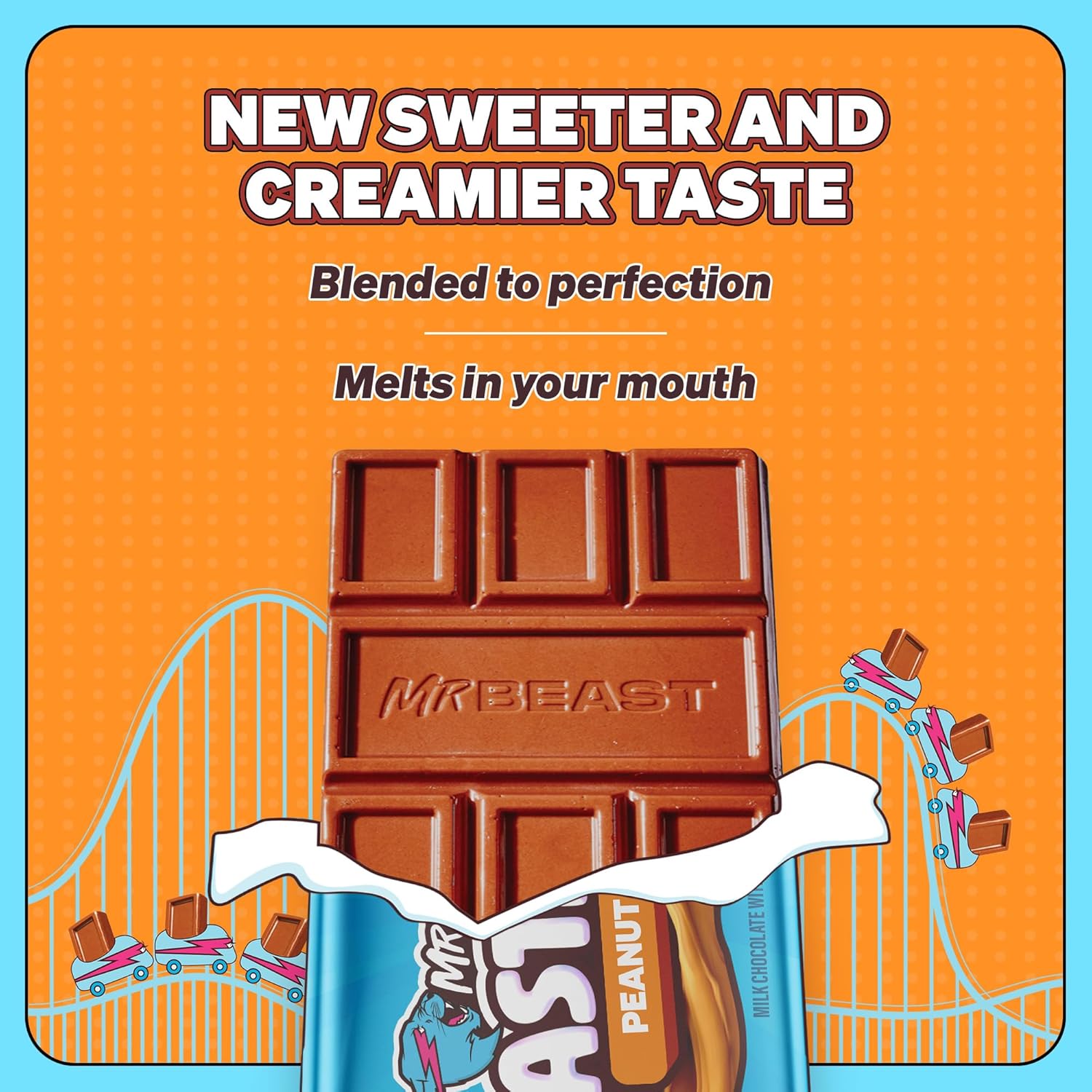 Highlights the new sweeter and creamier taste of the product, emphasizing its improved flavor profile to entice customers.