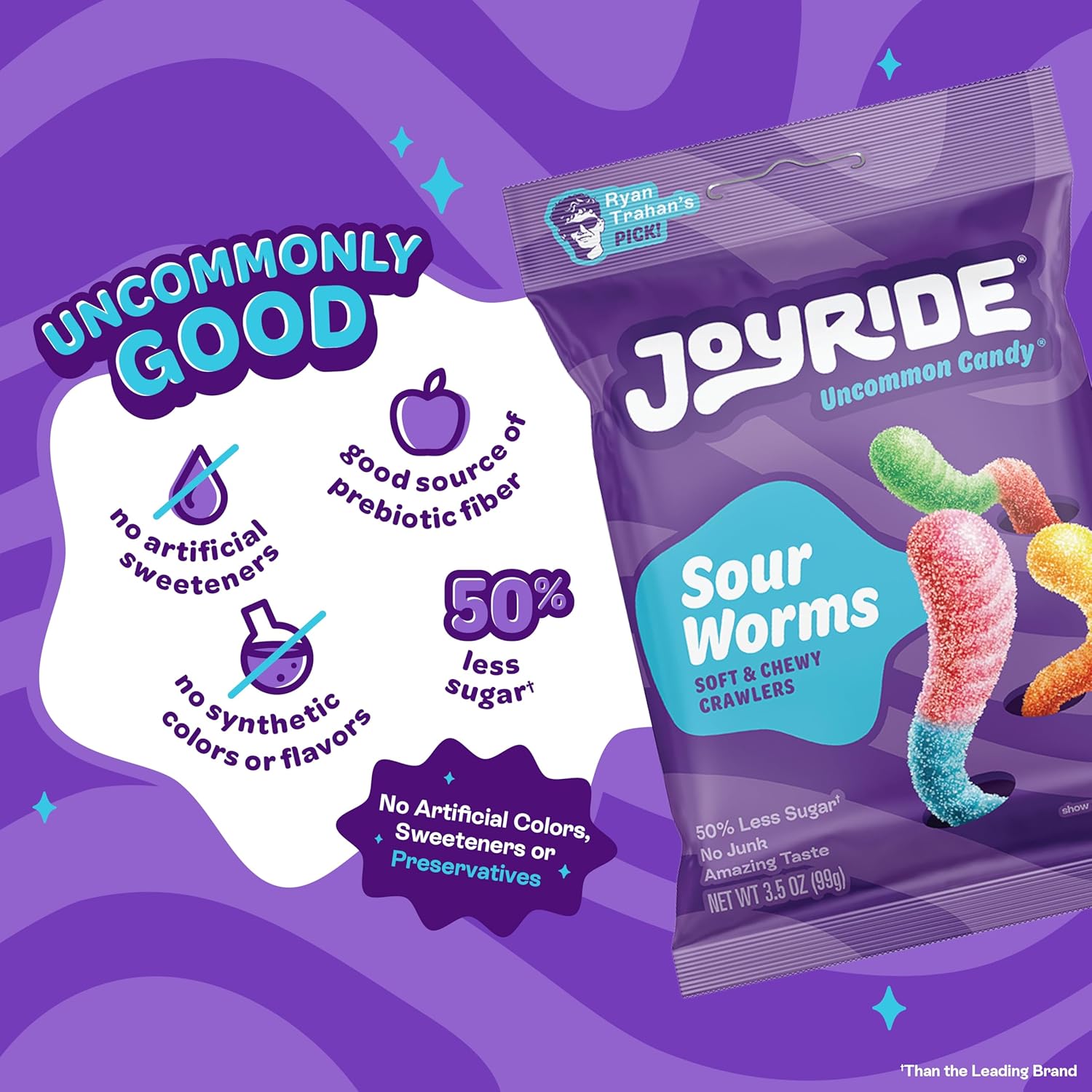 Highlights multiple health-conscious features of the candy to appeal to consumers looking for better-for-you snack options.