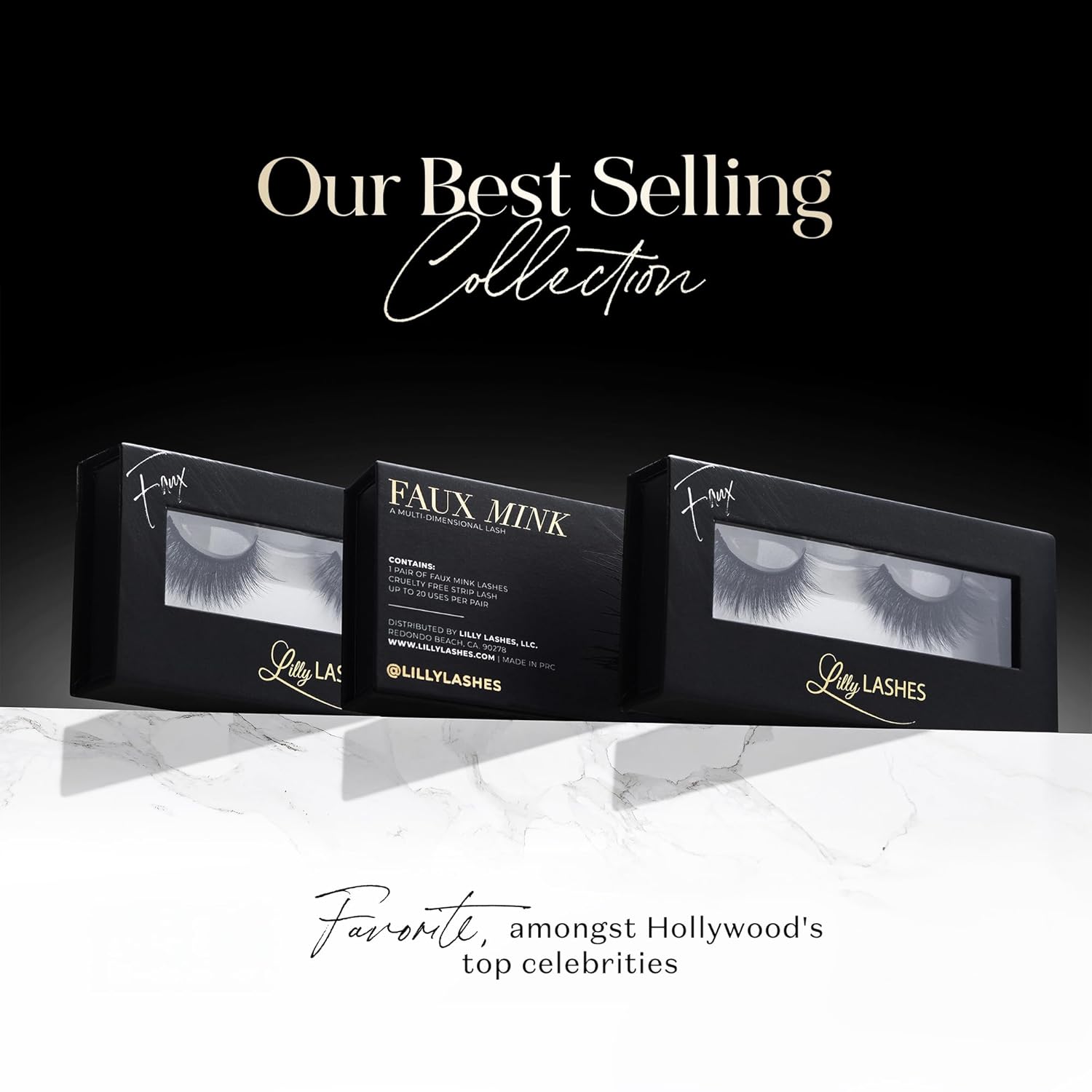 Highlights the brand's most popular products and their popularity among celebrities to build trust and prestige.