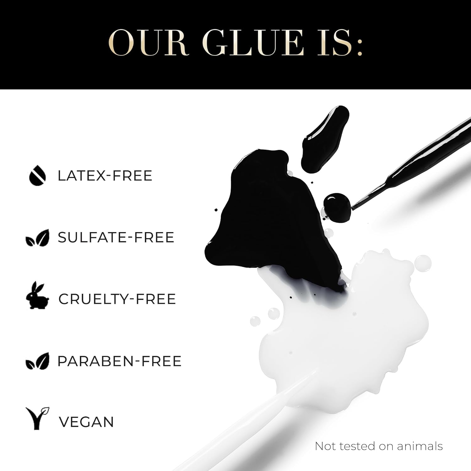 Highlights the safety and ethical aspects of the product by emphasizing its free-from formulation and vegan status.