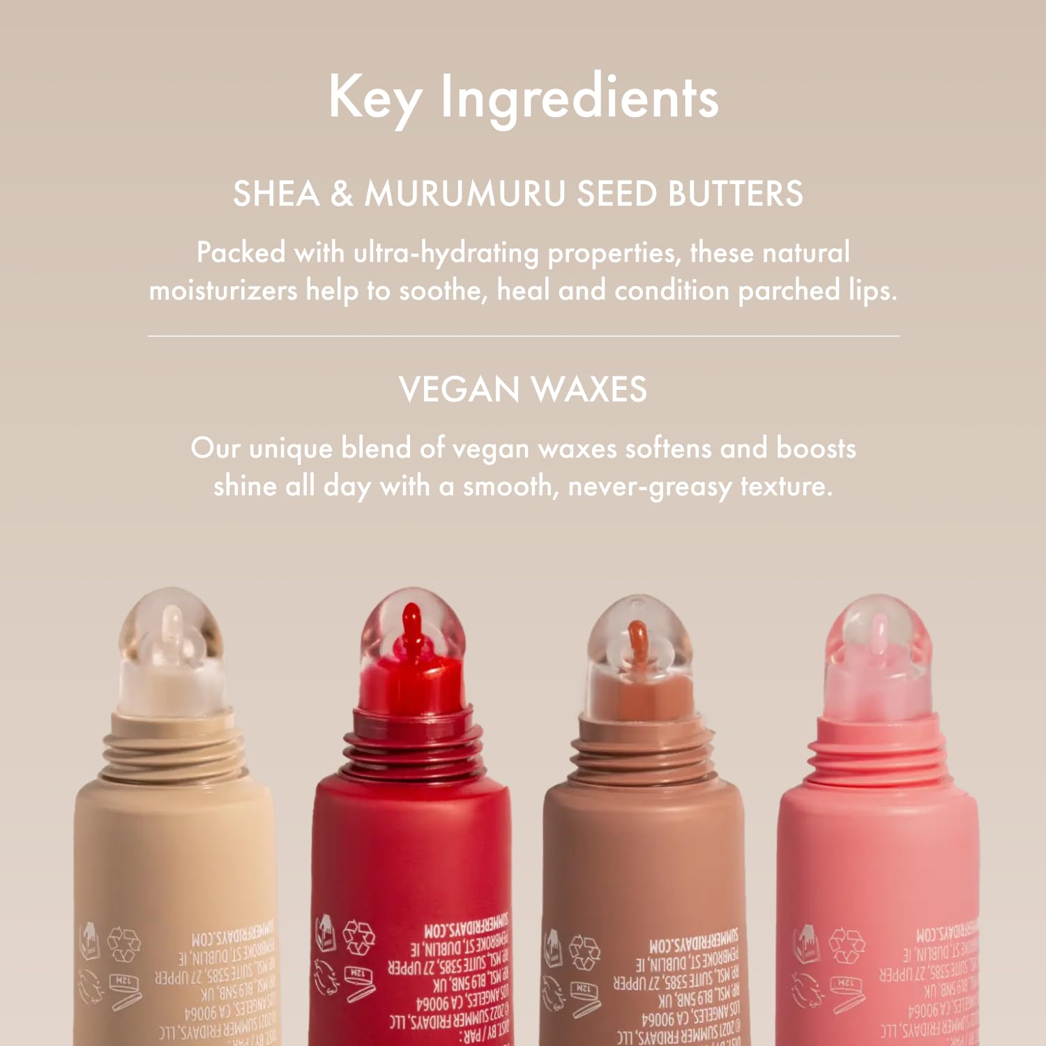 Highlights the key natural ingredients and vegan formulation of the lip products to appeal to health-conscious and eco-friendly consumers.