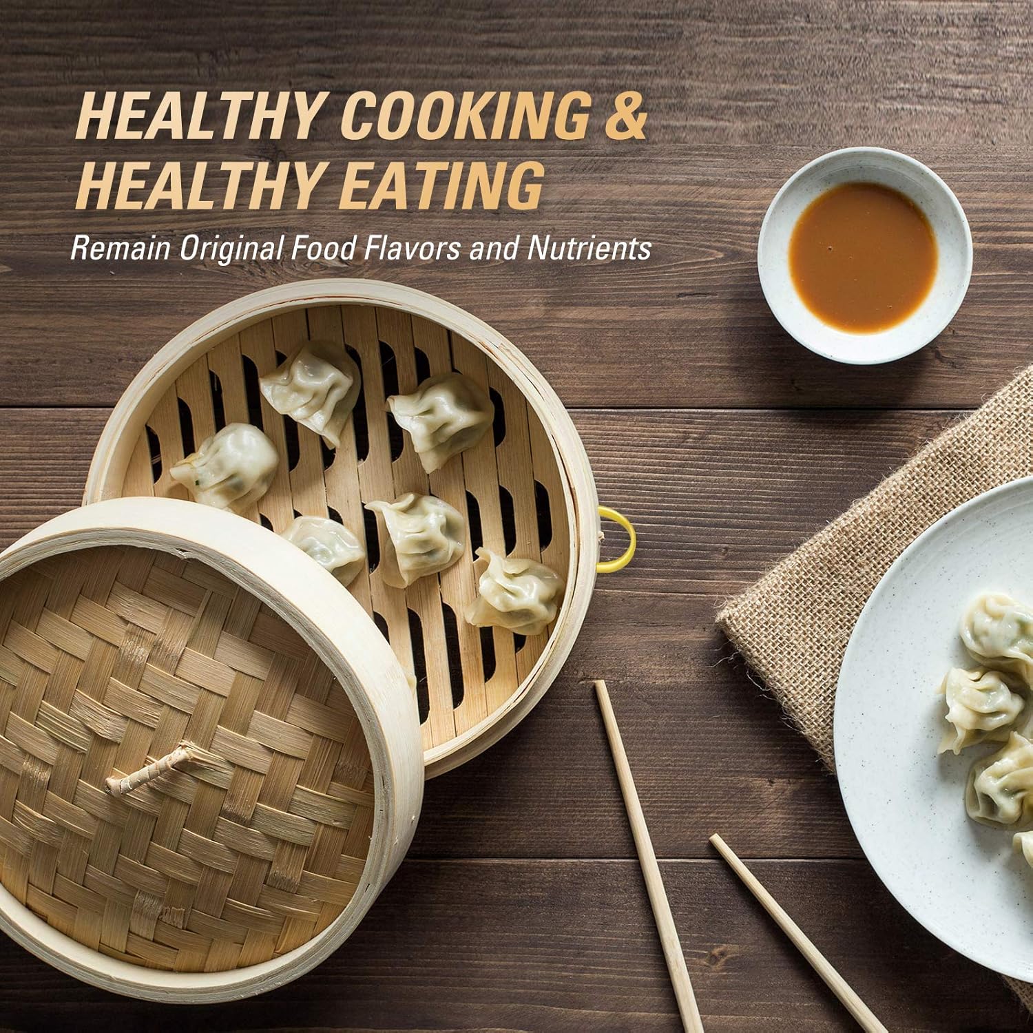 Emphasizes the health benefits of using the product for cooking, highlighting how it preserves original food flavors and nutrients.