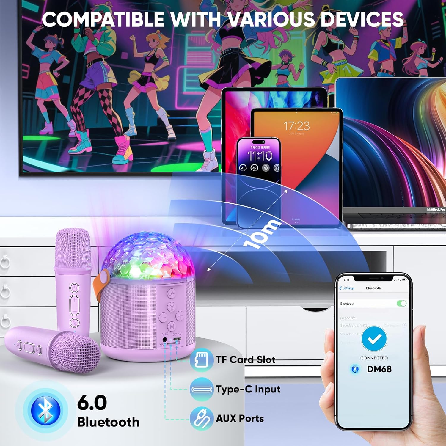 Secondary Images for Karaoke Machine with Disco LED Lights for Adults Kids