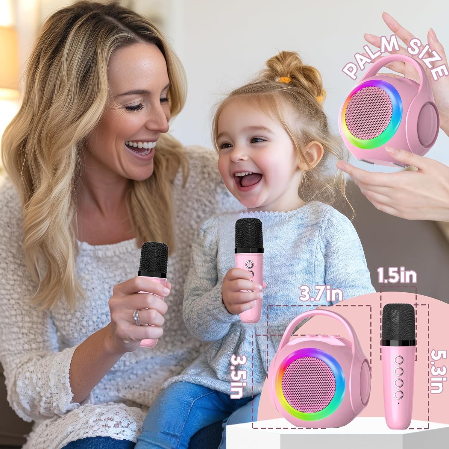 Secondary Images for Hockvill Mini Karaoke Machine for Kids with 2 Microphones