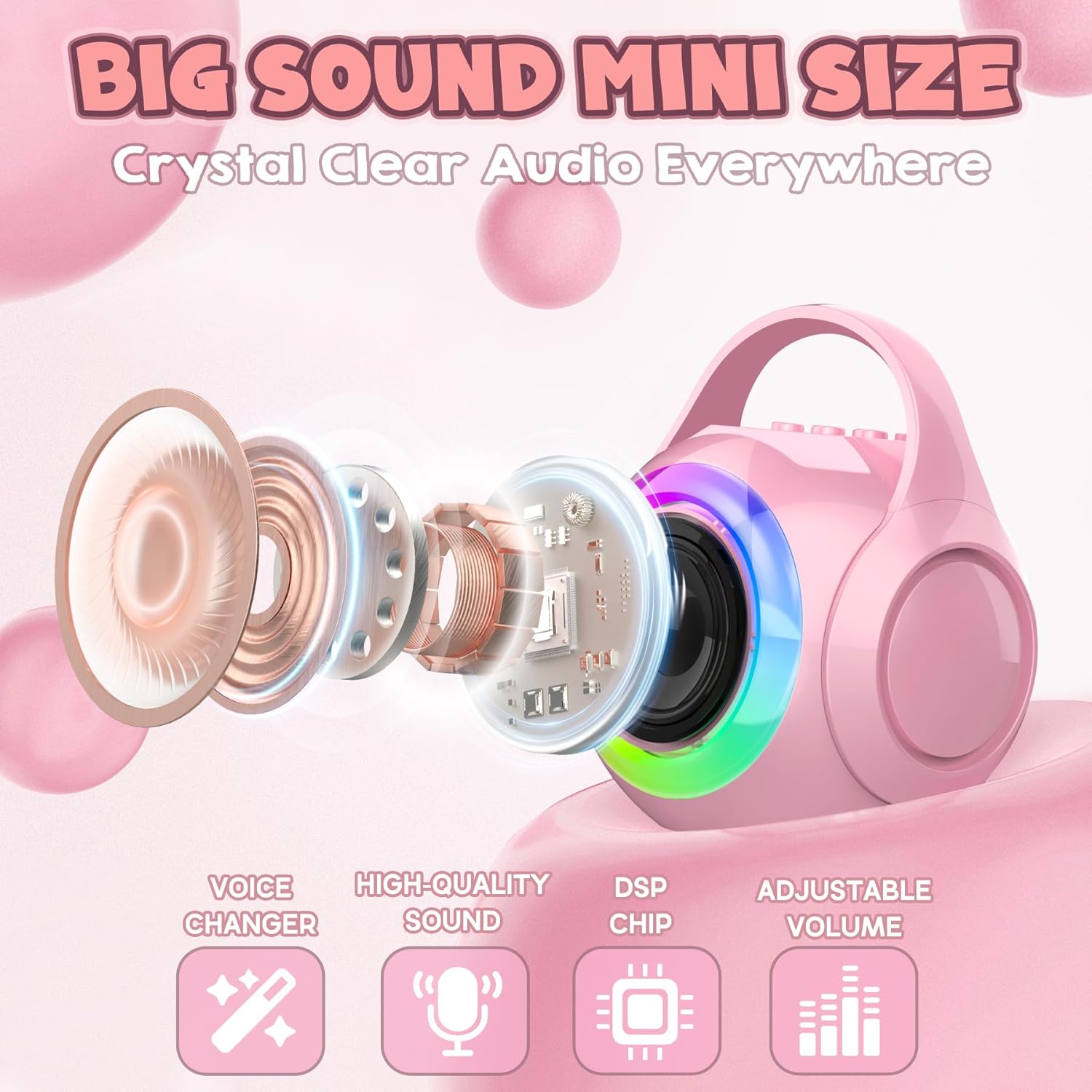 Secondary Images for Hockvill Mini Karaoke Machine for Kids with 2 Microphones