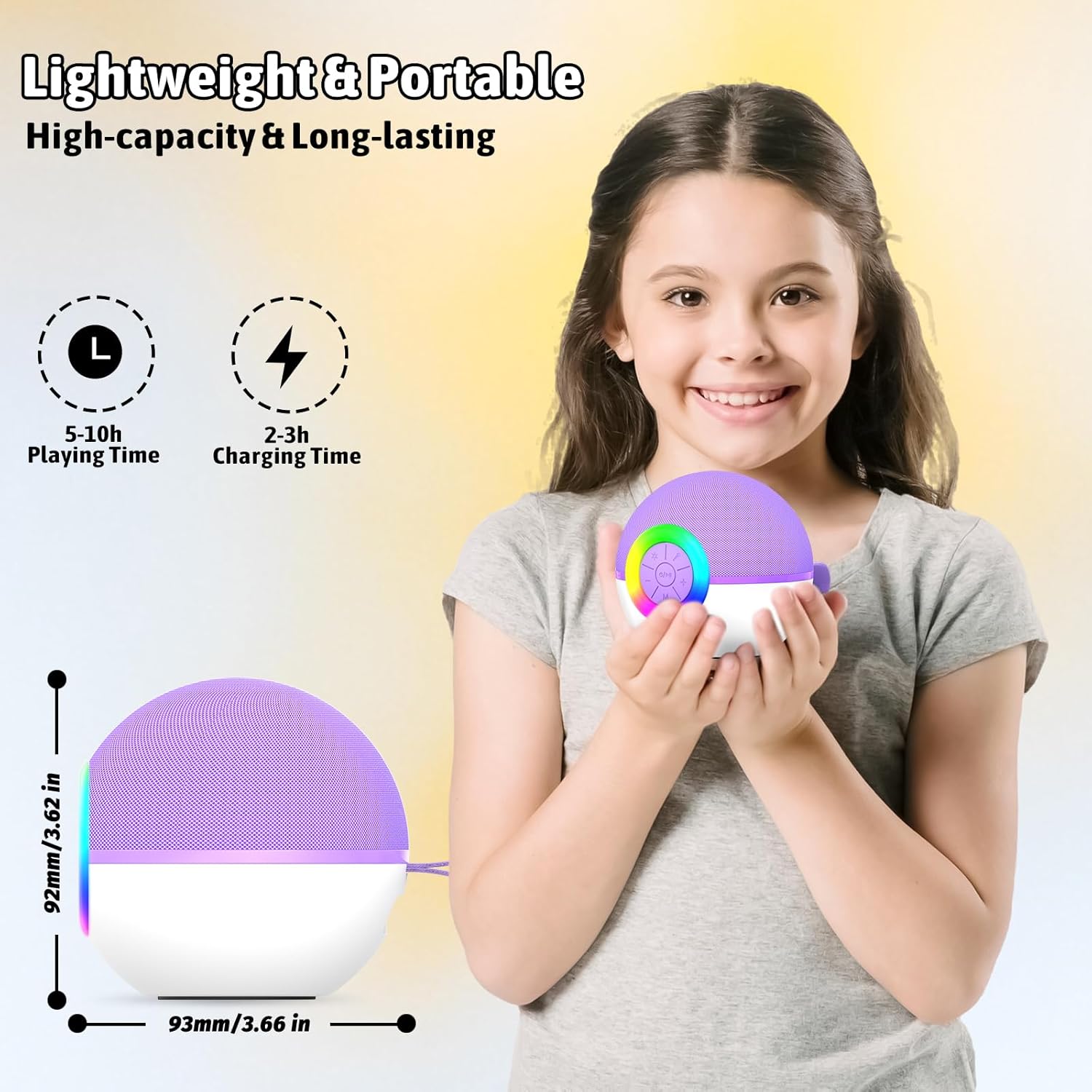 Highlights multiple key features of the product to showcase its convenience and usability for children. Provides exact dimensions of the product to give…