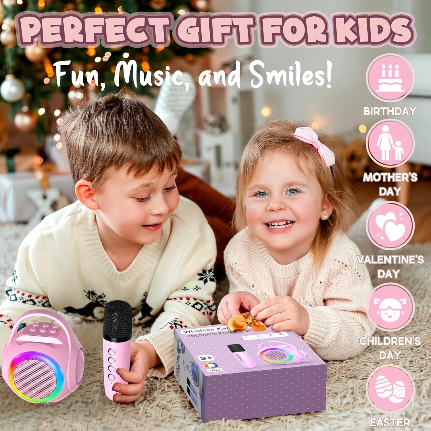 Secondary Images for Hockvill Mini Karaoke Machine for Kids with 2 Microphones