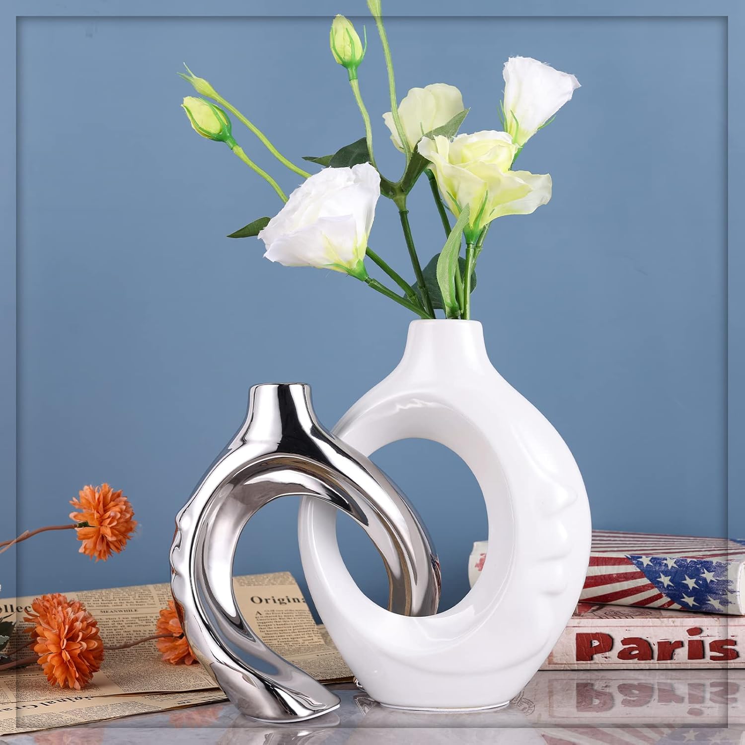 Showcases the product in a stylish home setting to demonstrate its aesthetic appeal and versatility as a decorative piece.