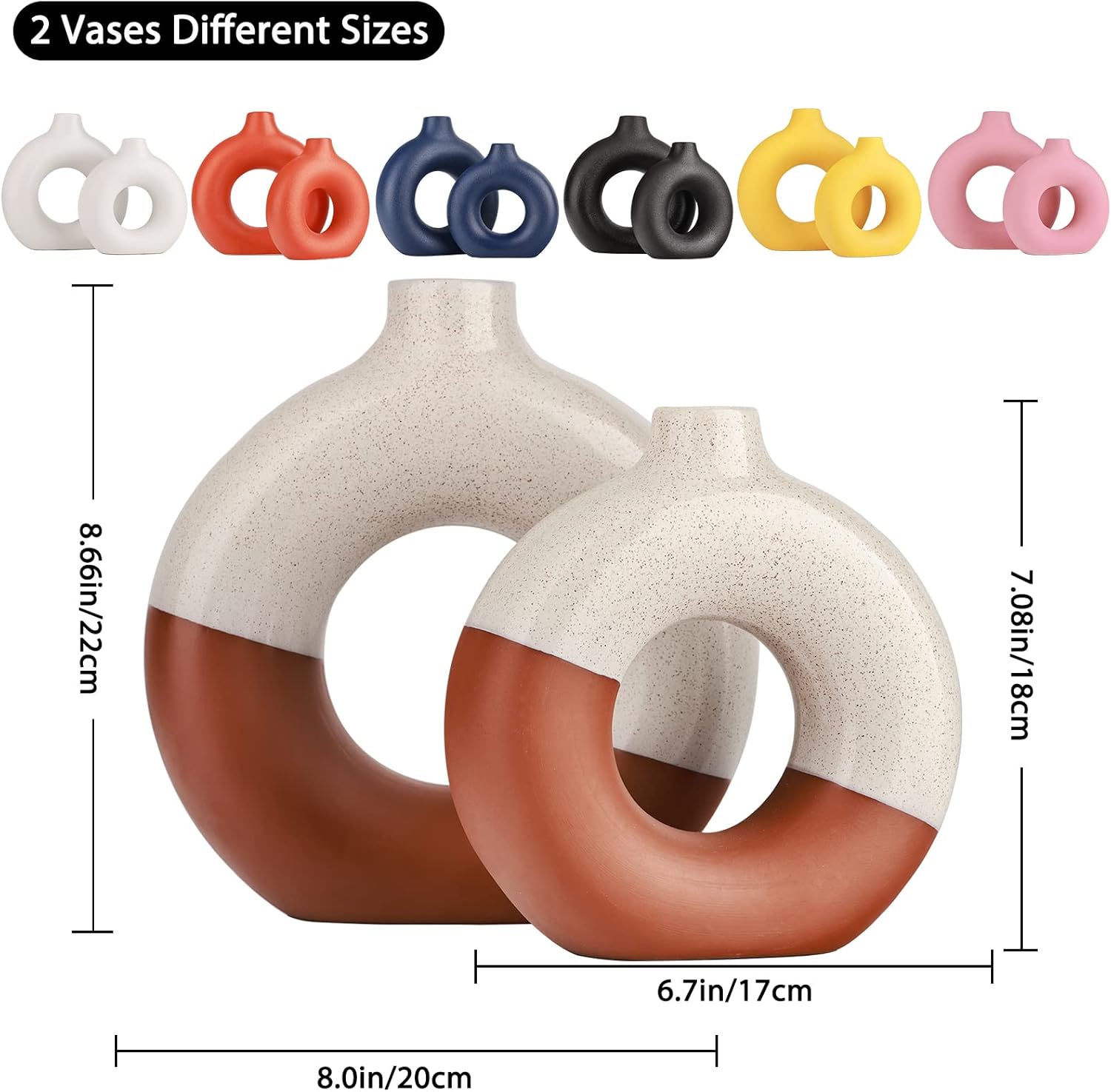 Secondary Images for Terracotta Vase Decor Donut Vase Set of 2