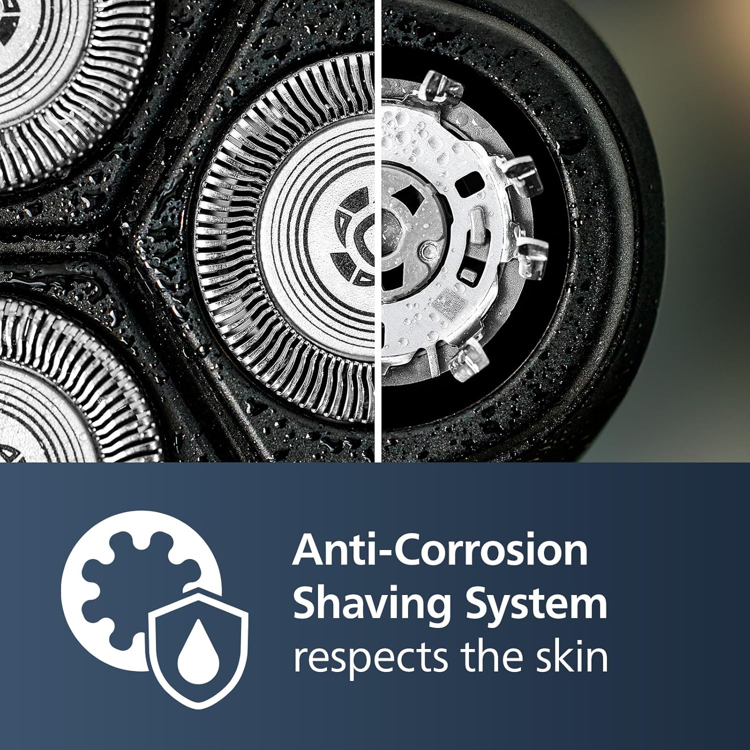 Highlights the product's anti-corrosion feature to reassure customers about the durability and skin-friendliness of the shaving system.