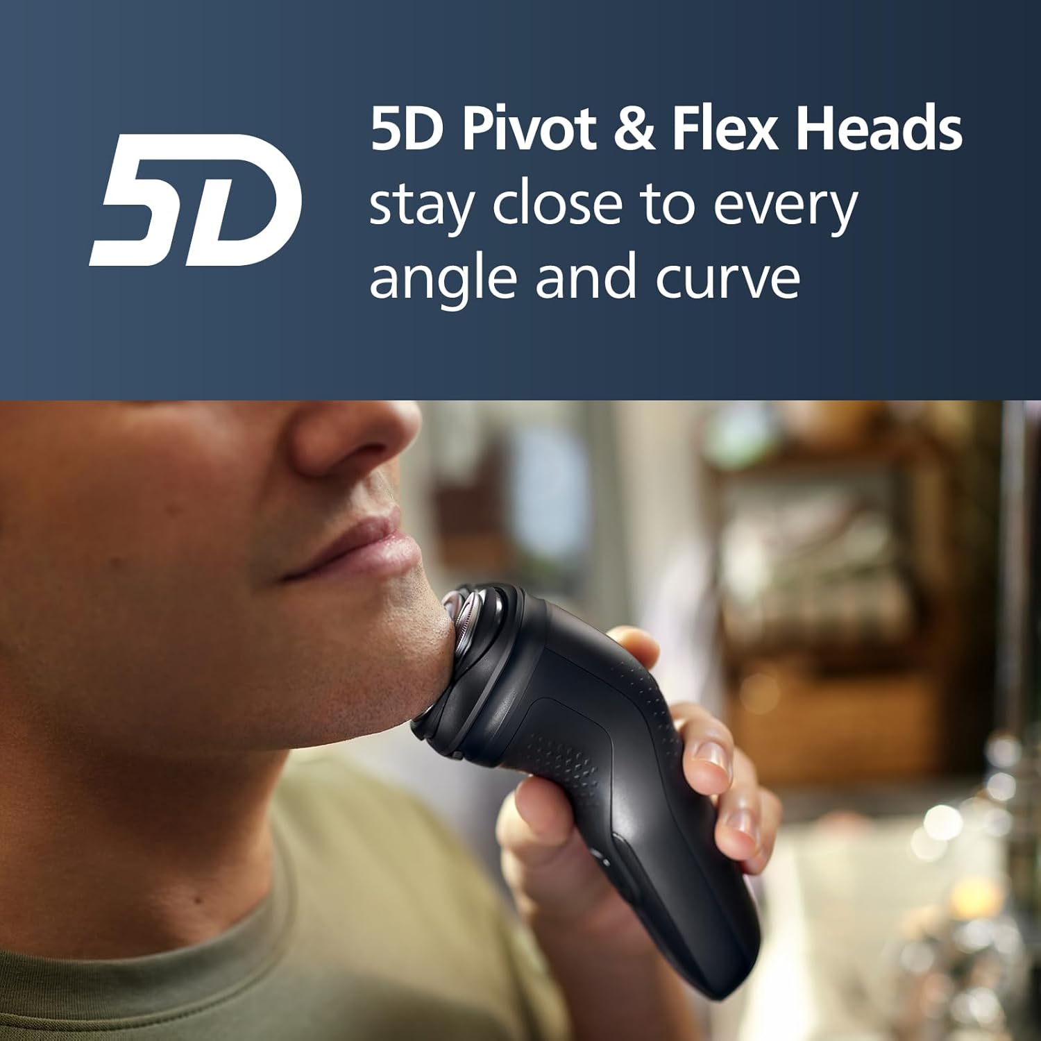Highlights the product's ability to closely follow facial contours for a more effective shave.