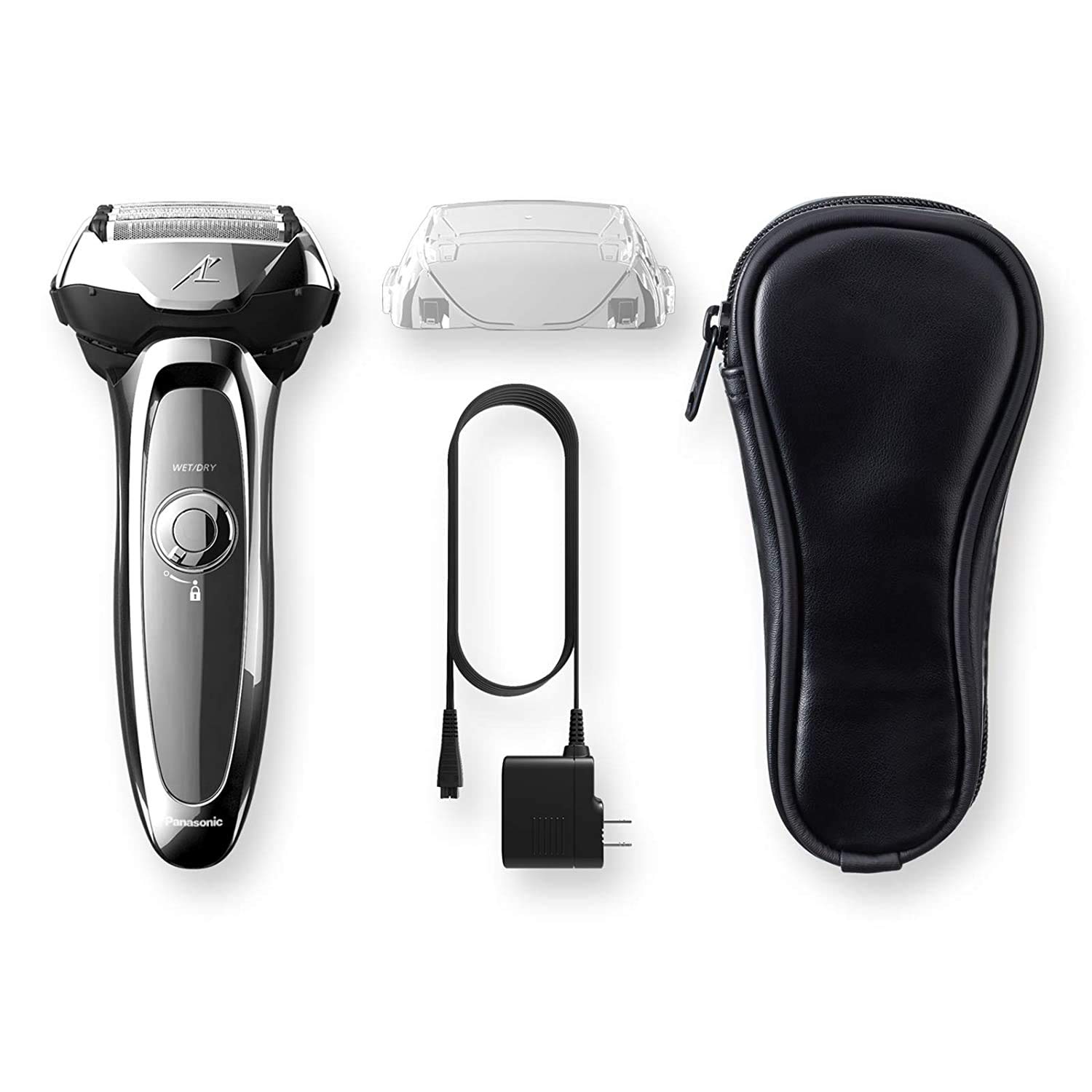 Shows all the items included with the electric shaver purchase, reassuring customers of the complete package they'll receive.
