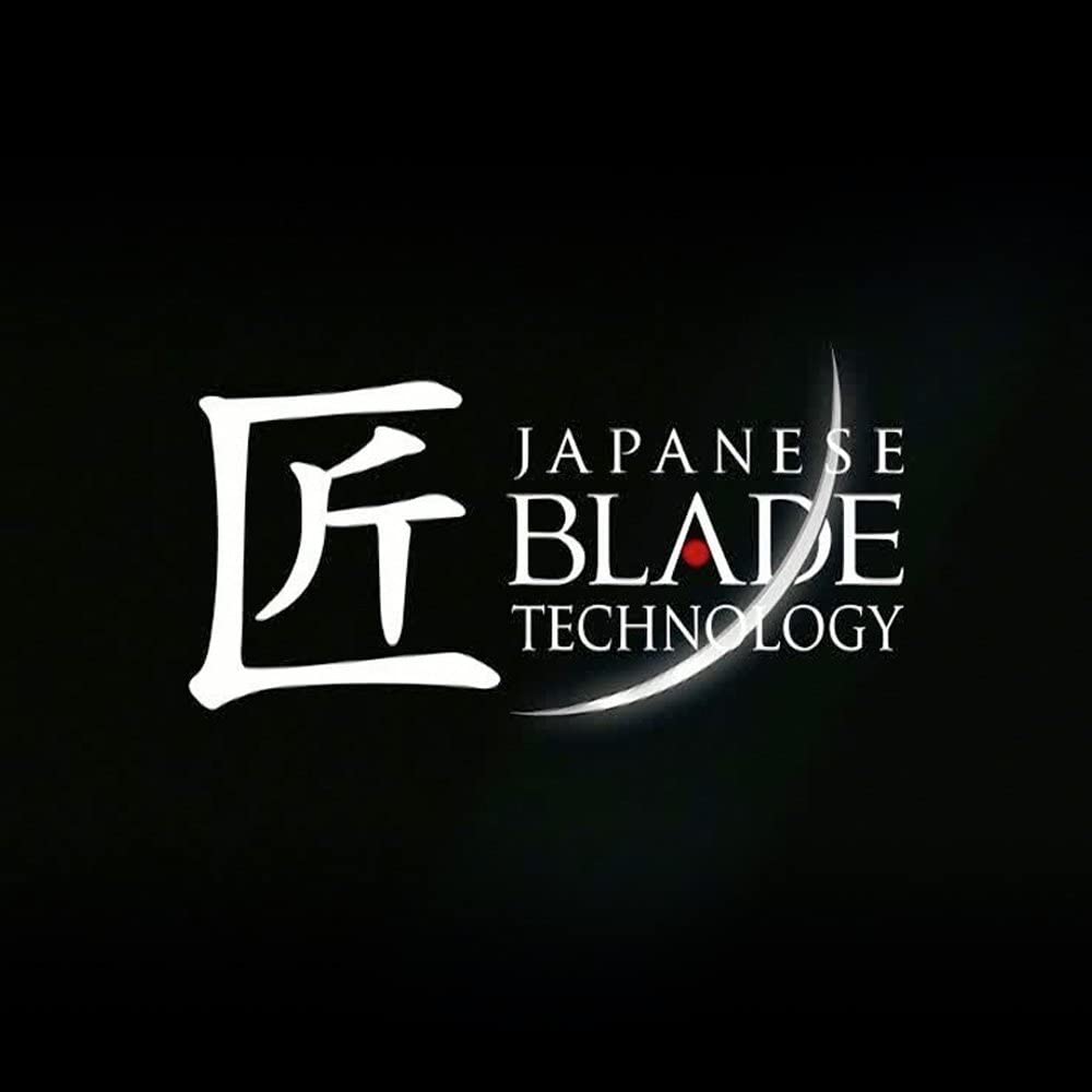 Emphasizes the brand's unique Japanese blade technology, associating the product with precision and quality craftsmanship.
