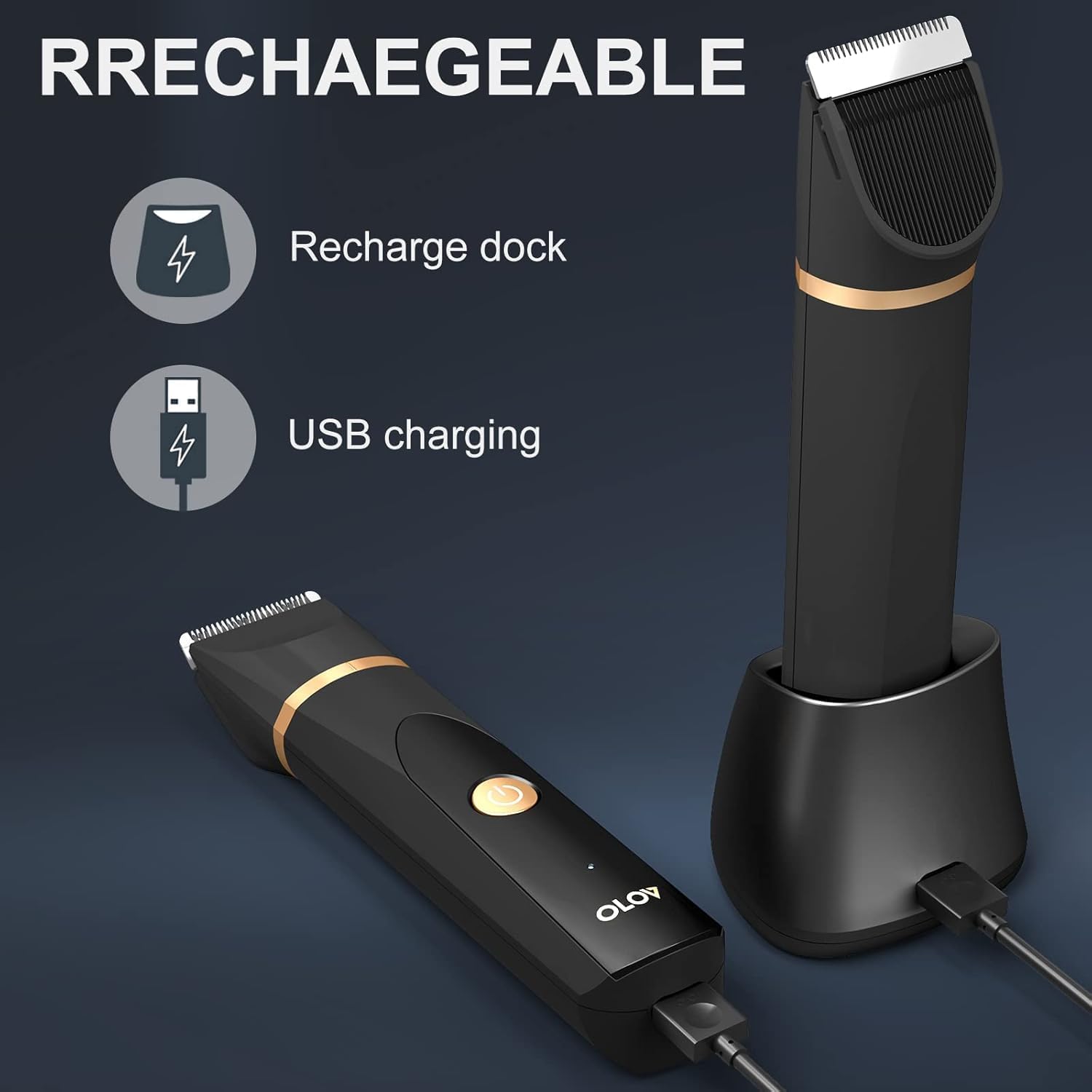 Highlights the product's rechargeable feature and versatile charging options to emphasize convenience and ease of use.
