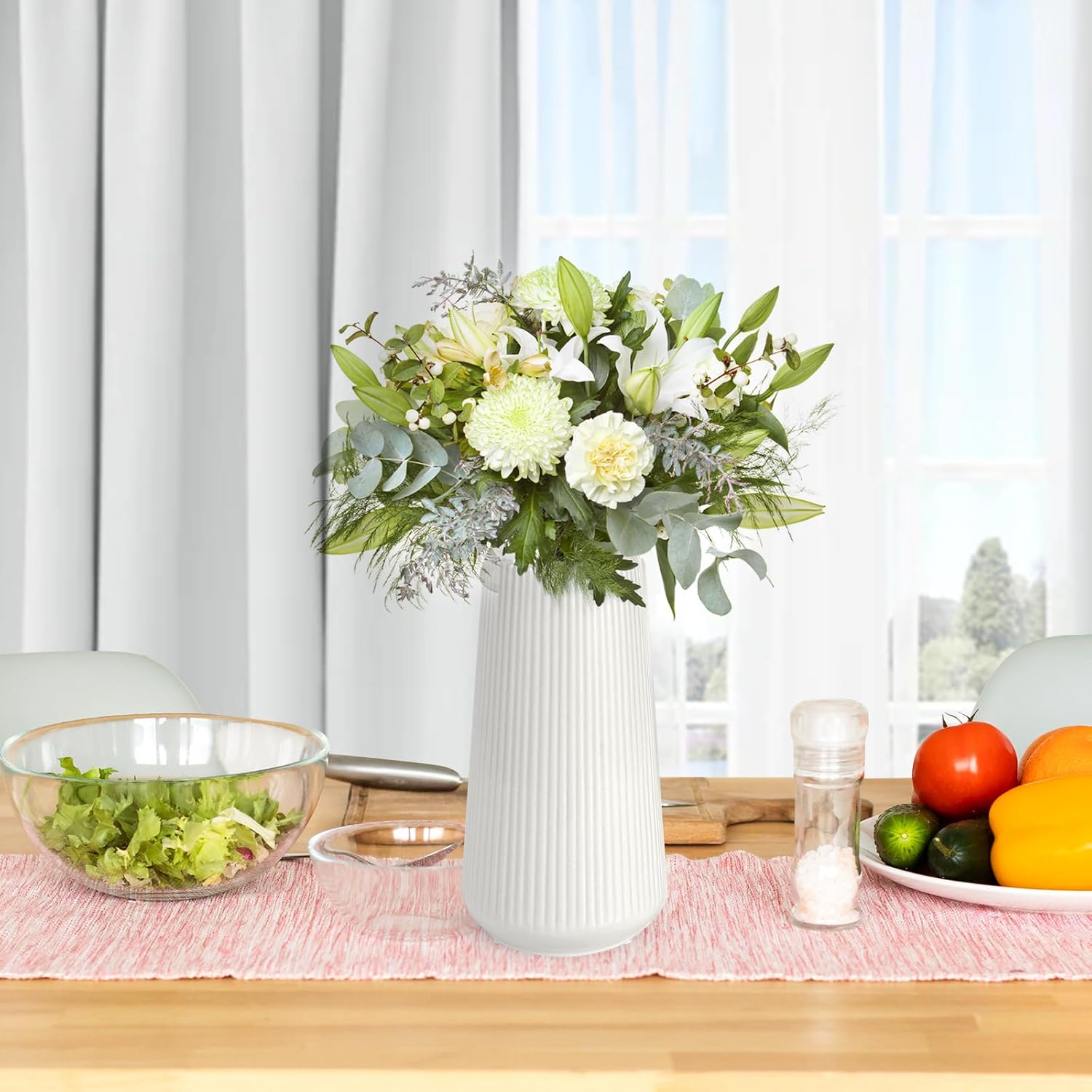 Shows how the product enhances a dining table setting, creating an inviting and fresh atmosphere in the home.