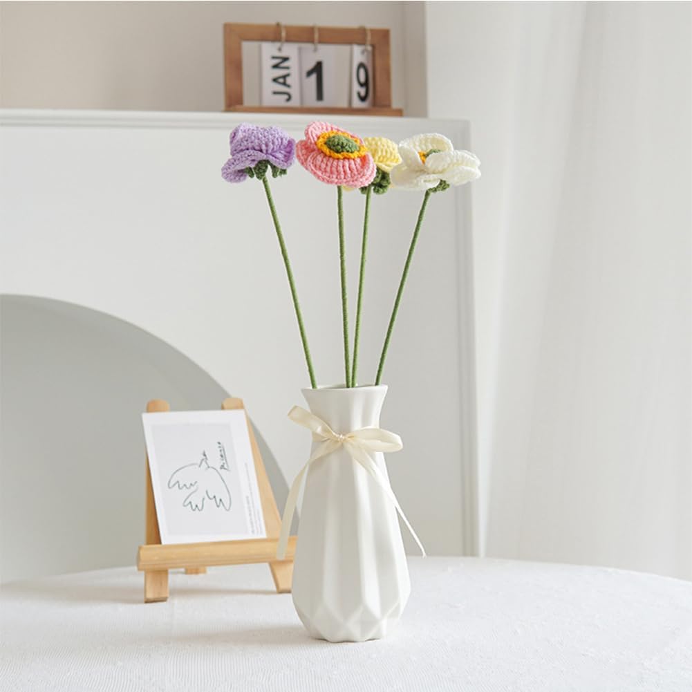 Shows how the crocheted flowers can be used as decorative elements in a home setting, adding a touch of handmade charm to the interior.