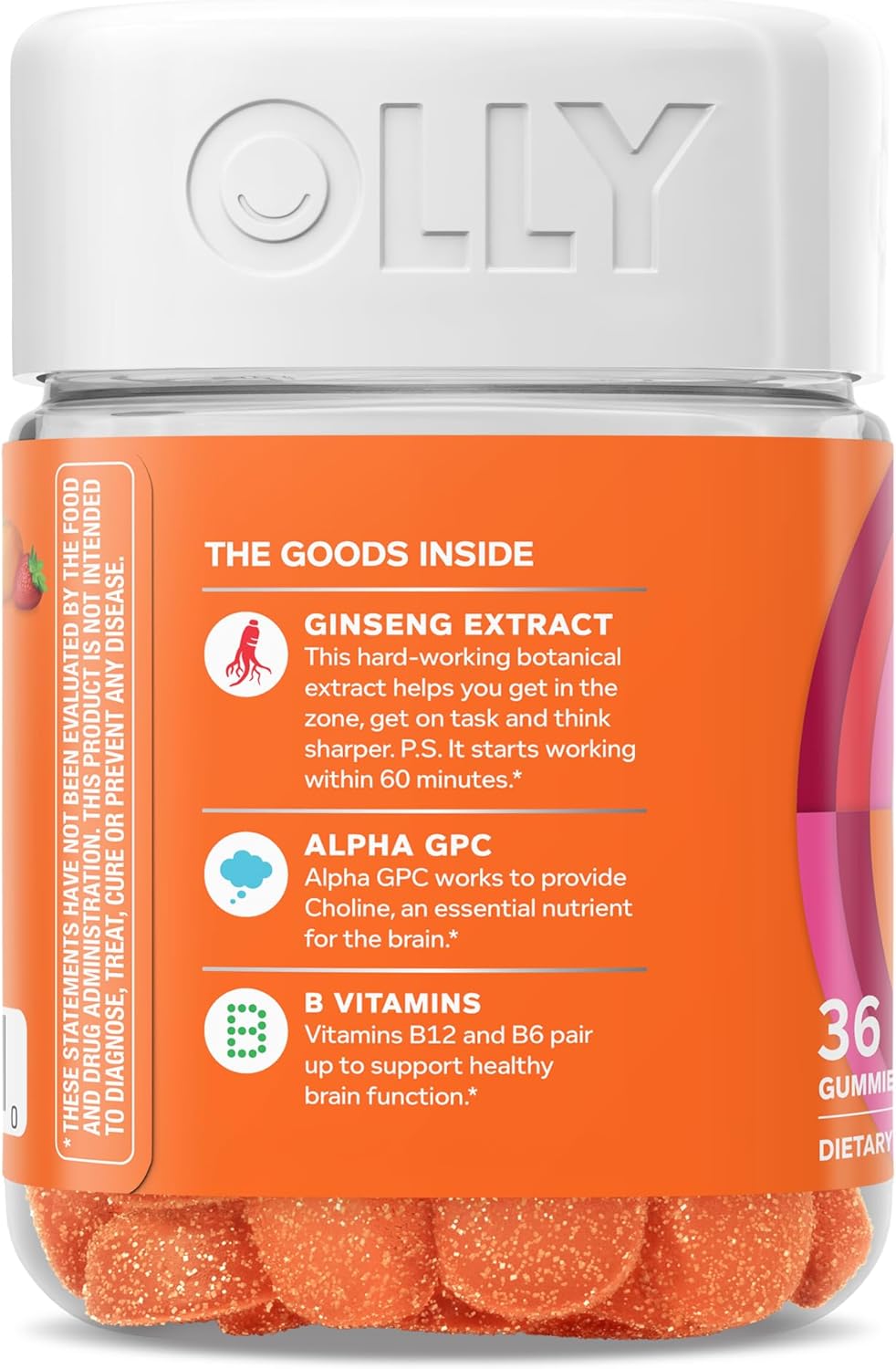 Highlights multiple key ingredients and their benefits for brain function and focus.