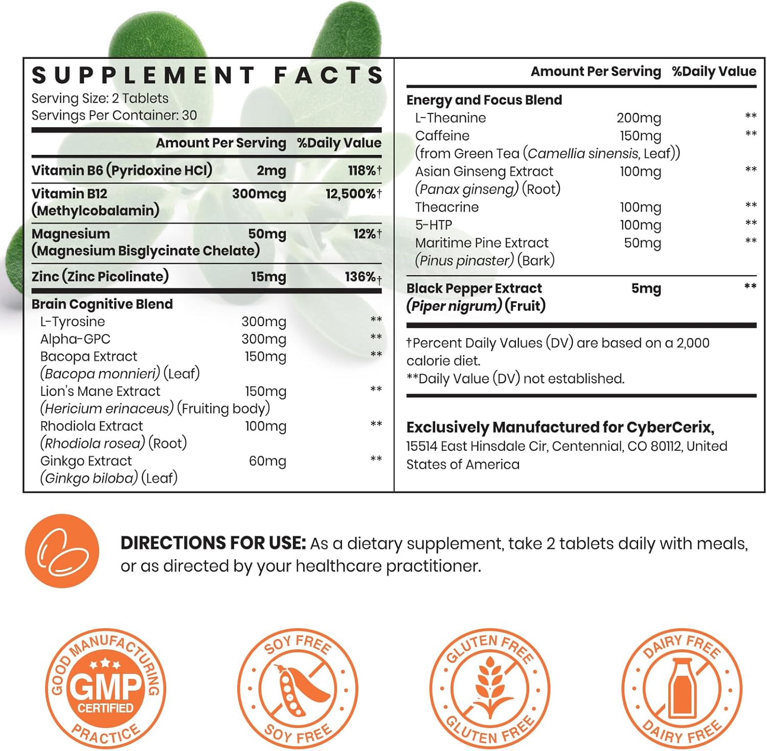 Provides detailed information about the product's ingredients, serving size, and nutritional content to help customers understand exactly what's in the supplement.