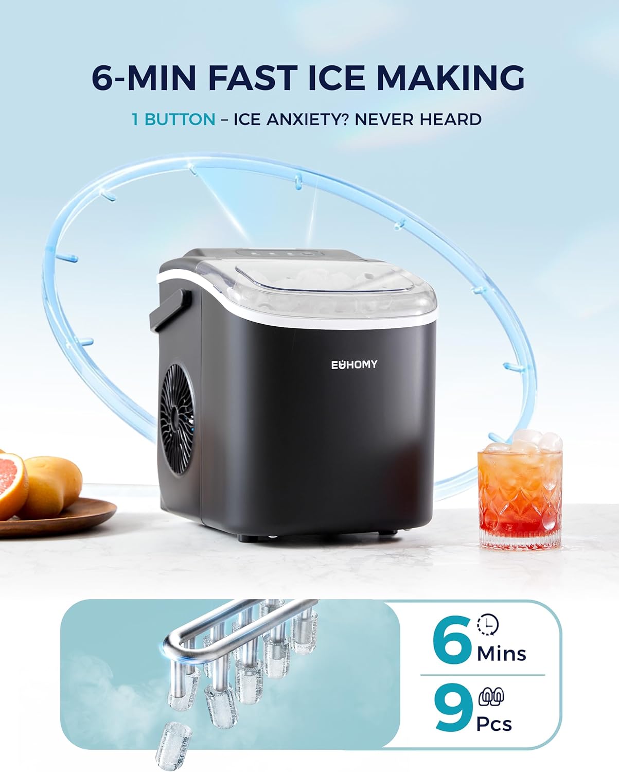 Secondary Images for EUHOMY Countertop Ice Maker Machine with Handle