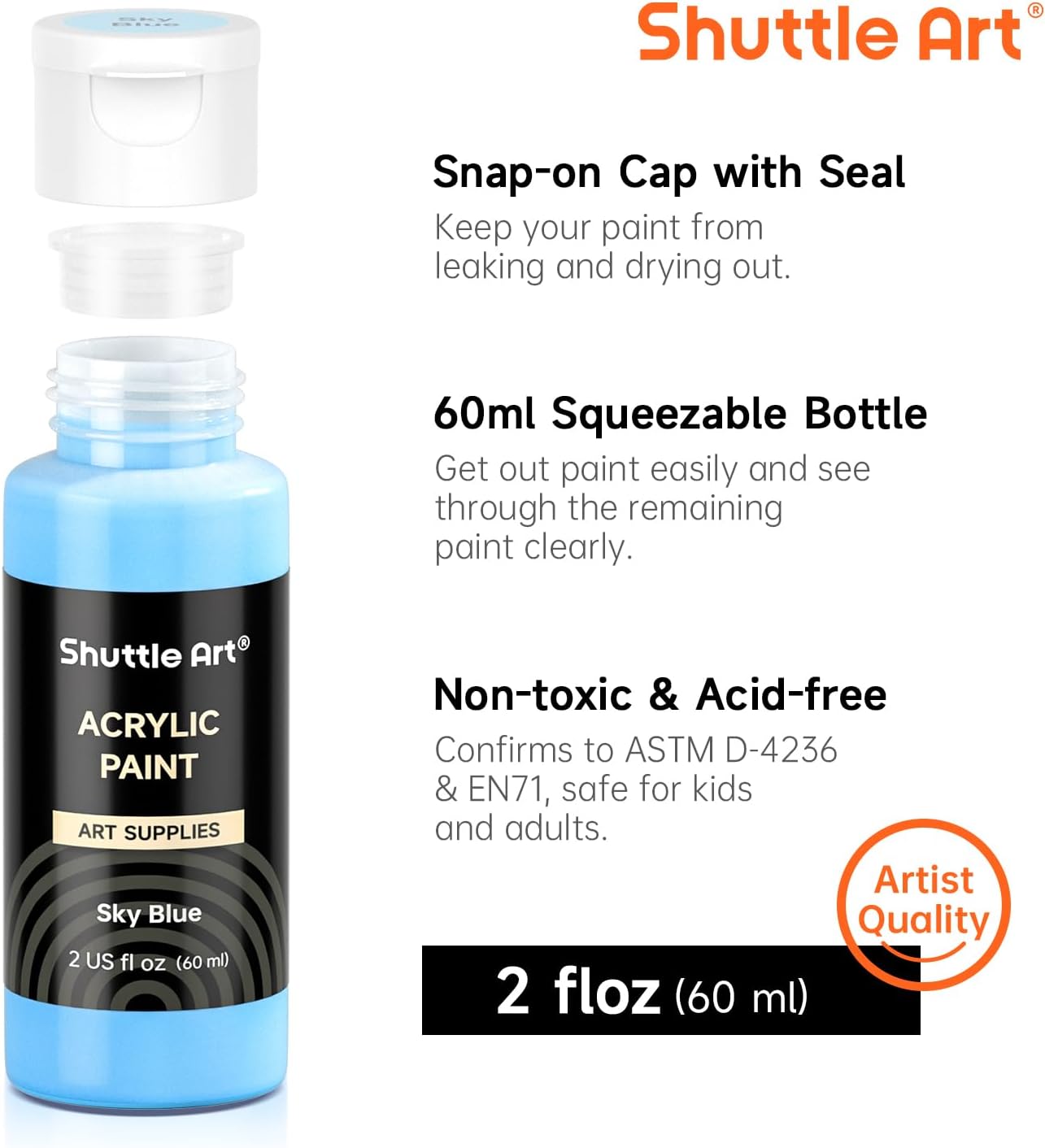 Highlights multiple key features of the paint bottle to demonstrate its user-friendly design and safety for all users.