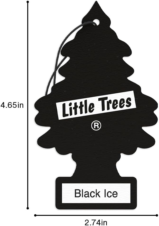 Displays the iconic Little Trees air freshener shape and logo to build brand recognition and association with the product.