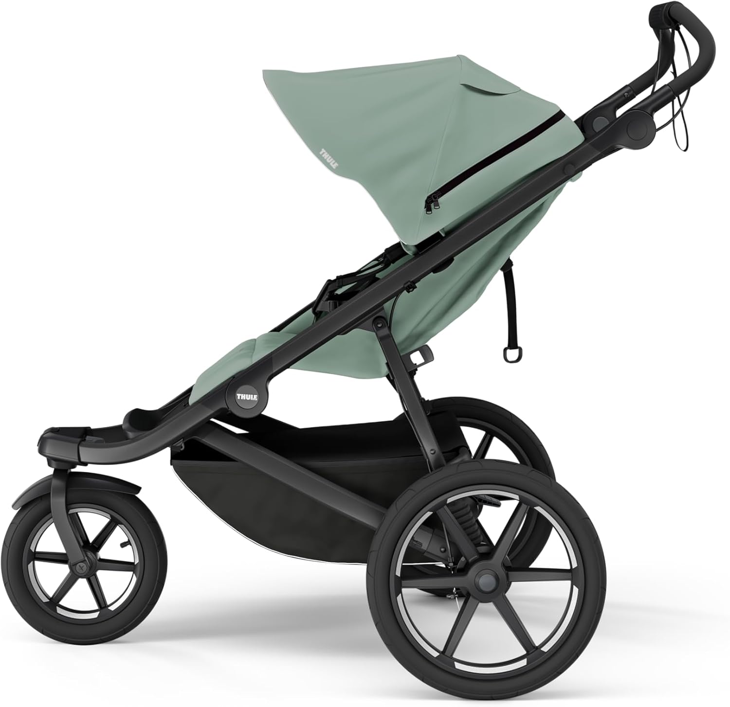 Shows the product in a clean, side-view to highlight its sleek design and functionality as a jogging stroller.