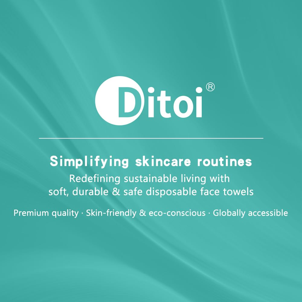 Introduces the Ditoi brand and communicates its core values of simplifying skincare routines with sustainable, high-quality disposable face towels.
