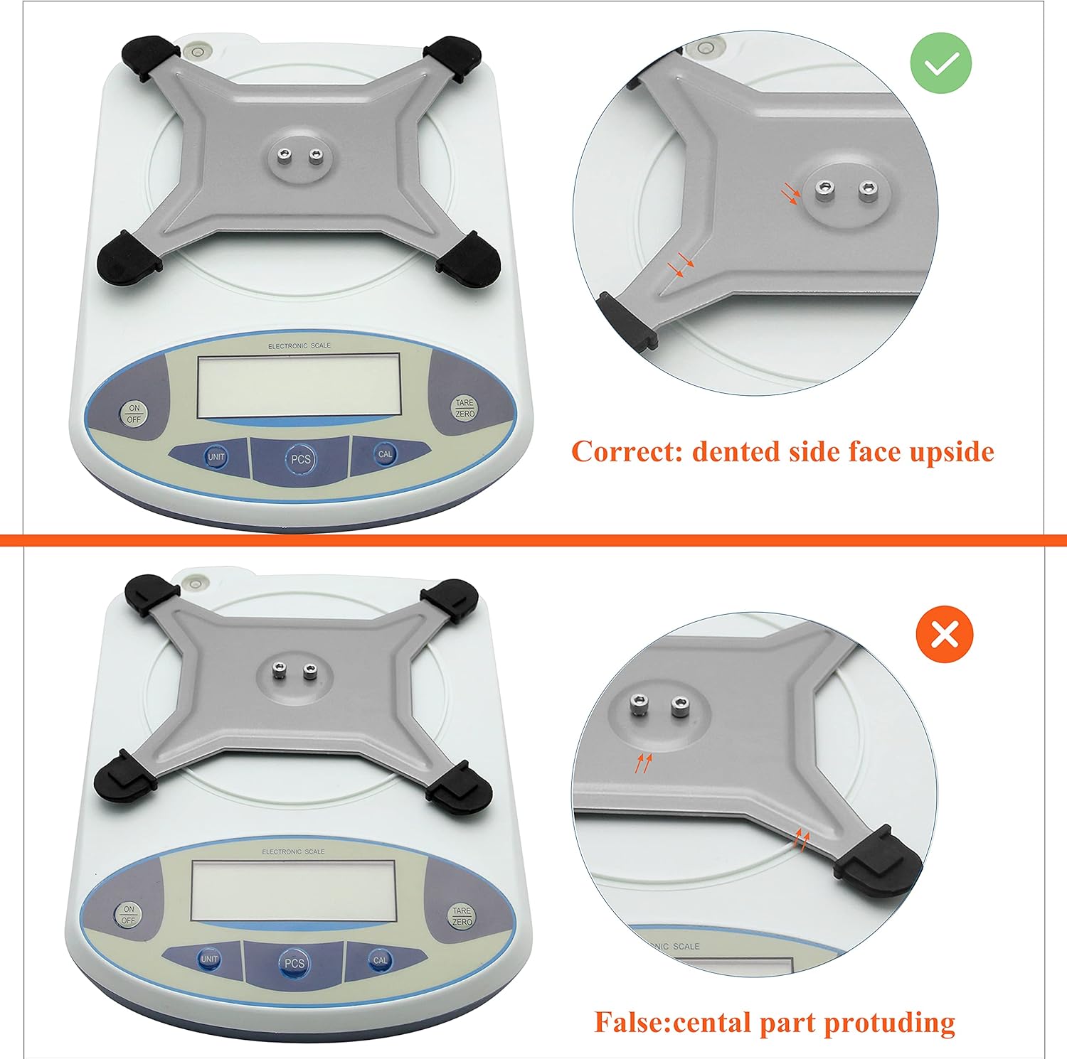 Demonstrates the proper way to place an item on the scale, ensuring accurate measurements.