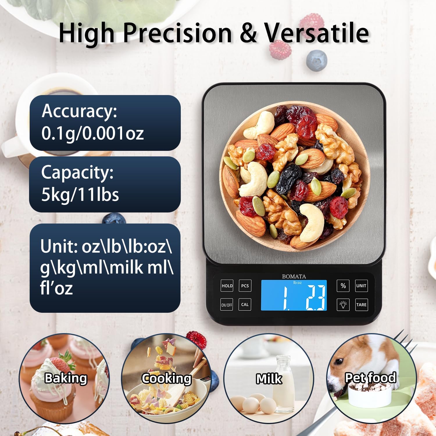 Secondary Images for BOMATA Large Kitchen Scale with 0.1g/0.001oz High Precision