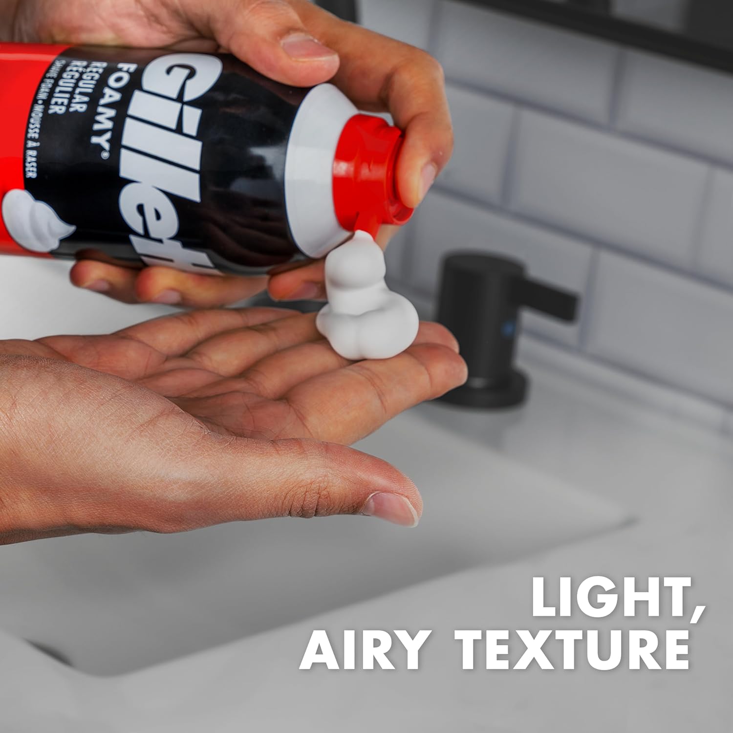 Demonstrates the product's light and airy texture to highlight its ease of use and pleasant application experience.