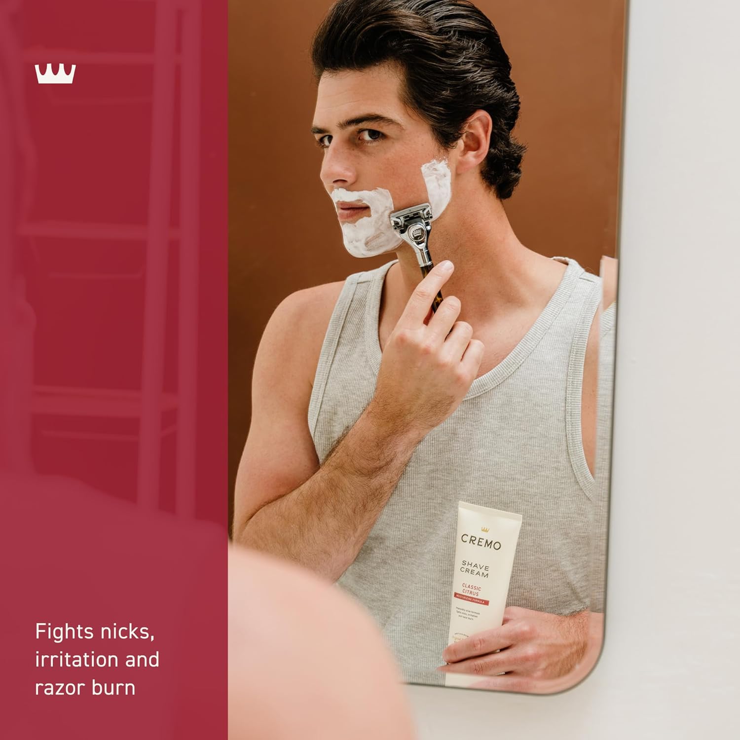 Highlights the product's ability to prevent common shaving issues, reassuring customers of a comfortable shaving experience.