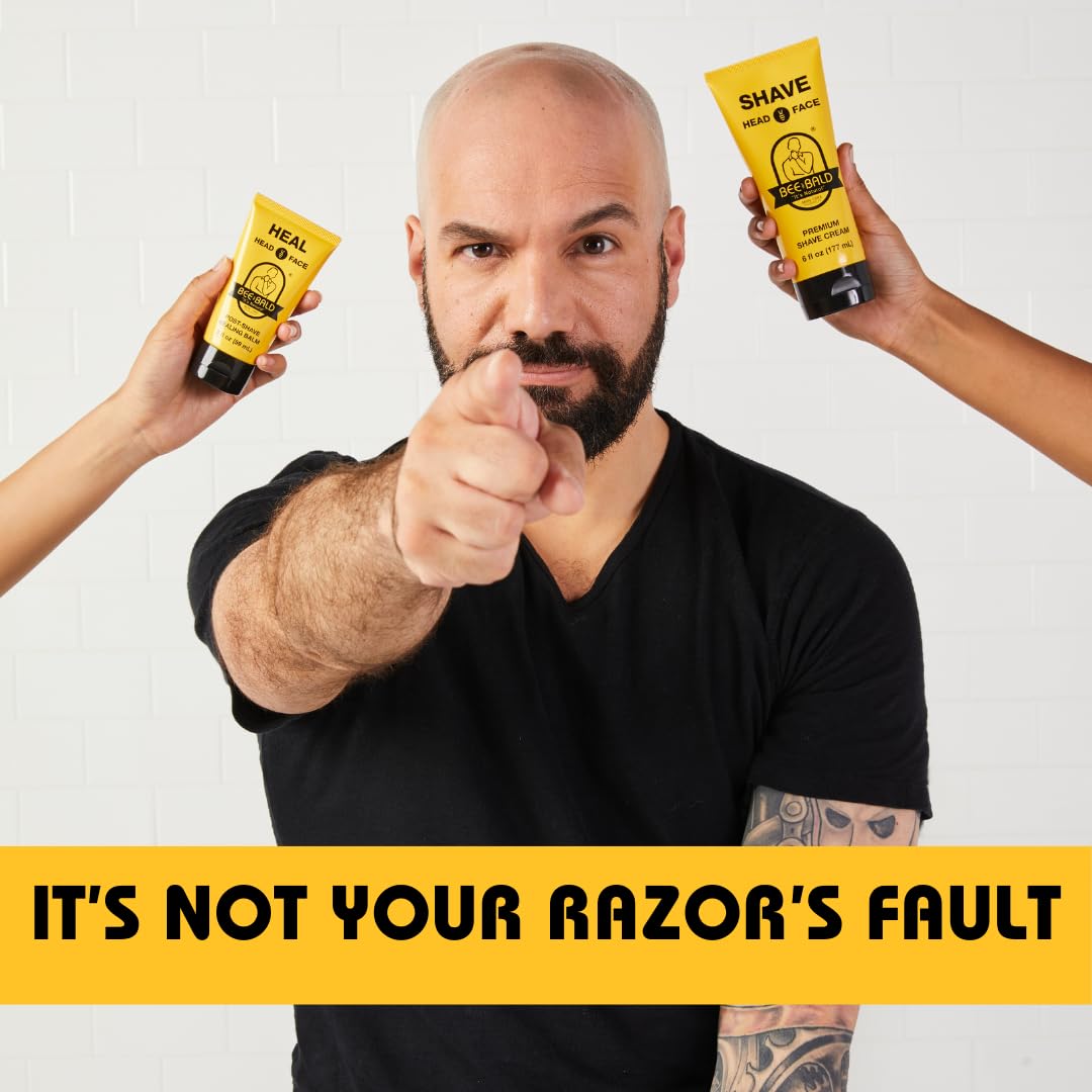 Showcases multiple products in the line for a complete shaving routine, emphasizing both the shaving and healing aspects. Communicates that the product line is the solution to shaving problems, not…