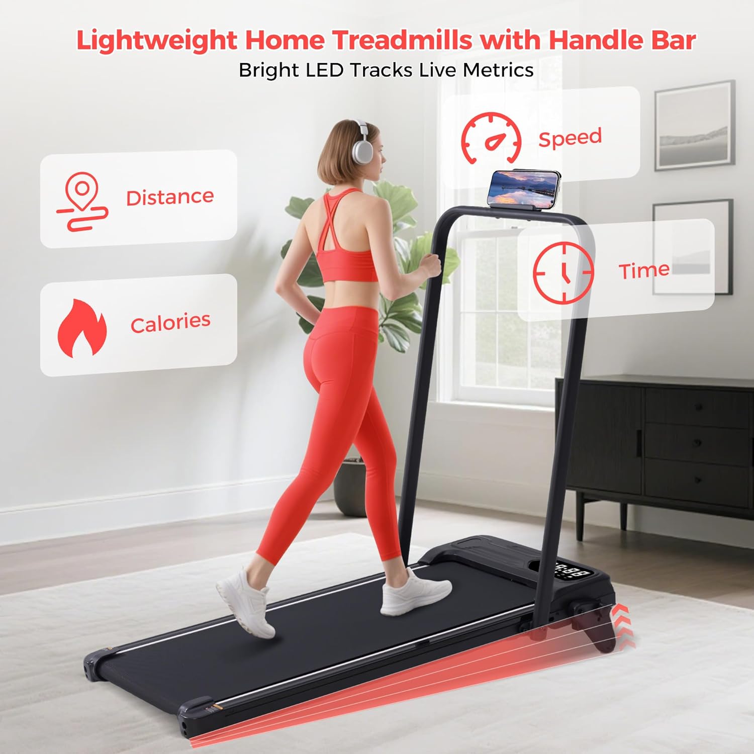 Secondary Images for Walking Pad with Handle Bar & 3-Level Incline