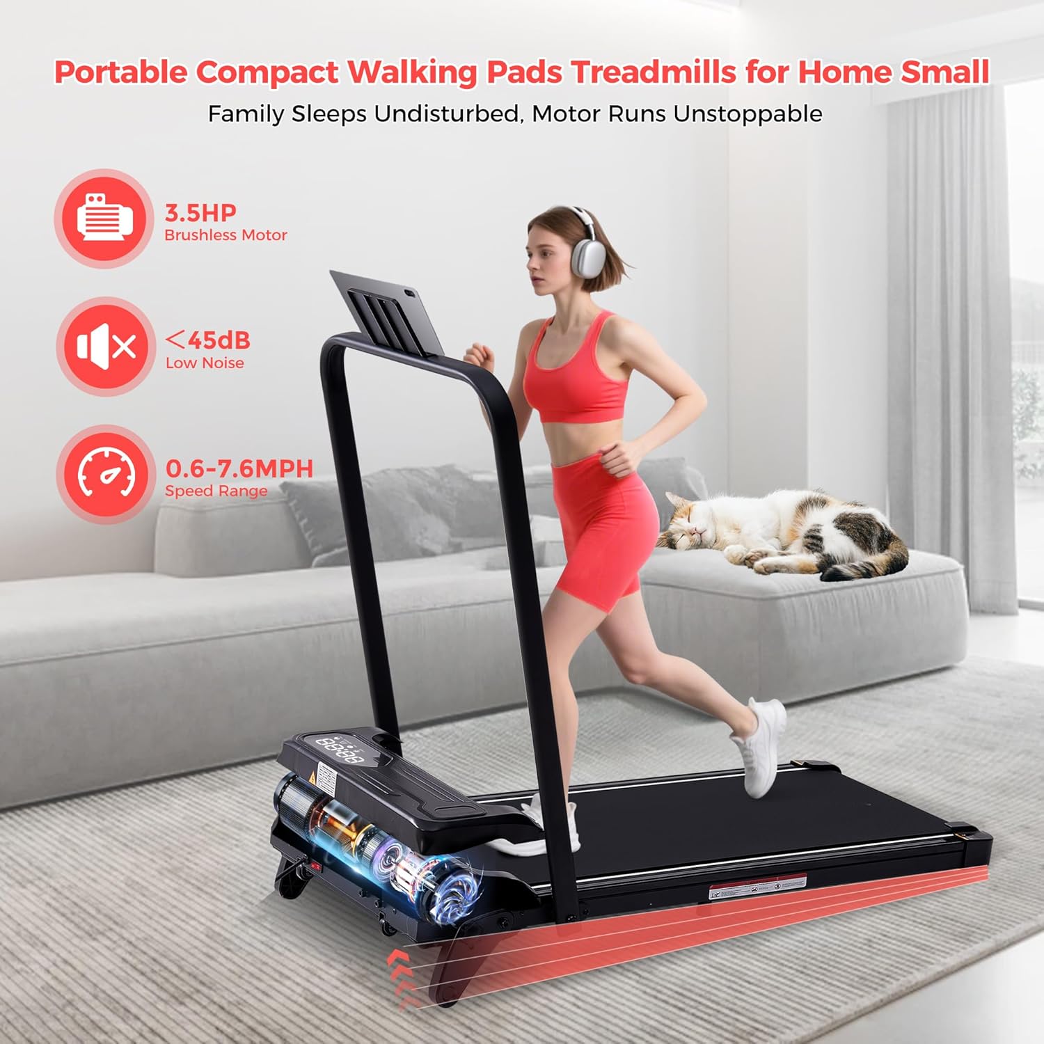 Secondary Images for Walking Pad with Handle Bar & 3-Level Incline