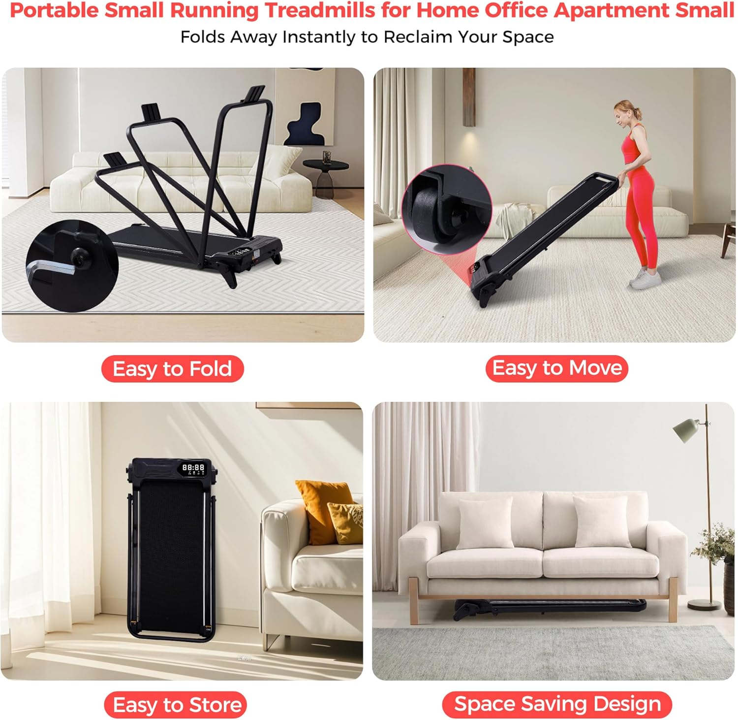 Secondary Images for Walking Pad with Handle Bar & 3-Level Incline