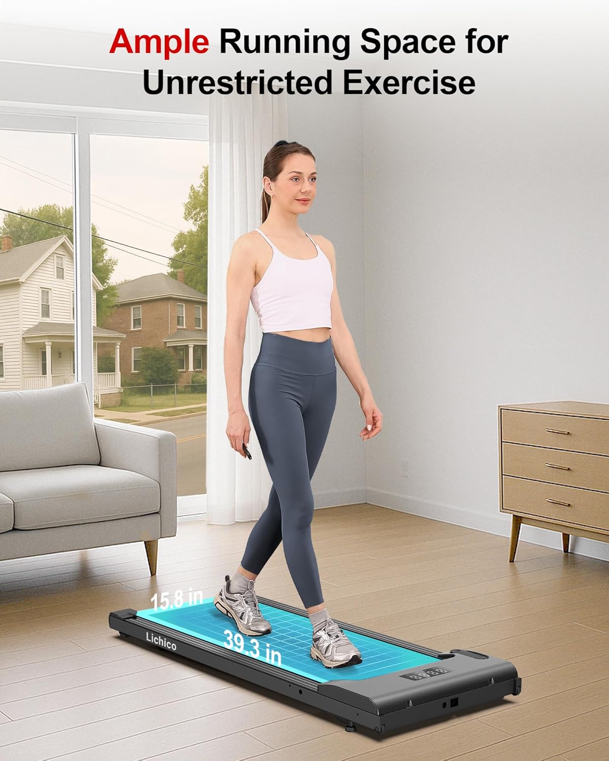 Secondary Images for Lichico Walking Pad Under Desk Treadmill，Portable Small Treadmills for Home and…