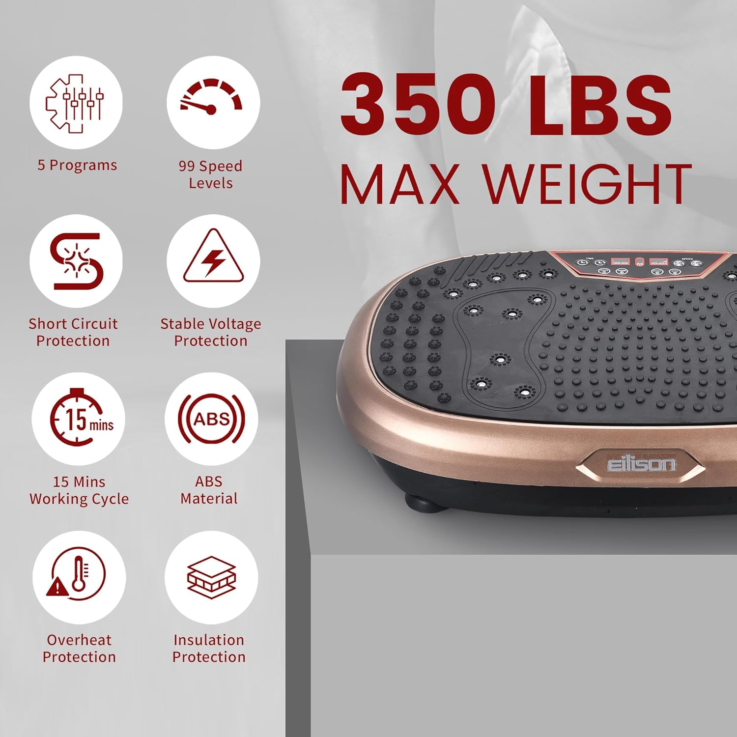 Highlights the product's key features and specifications to demonstrate its versatility, performance, and safety measures.