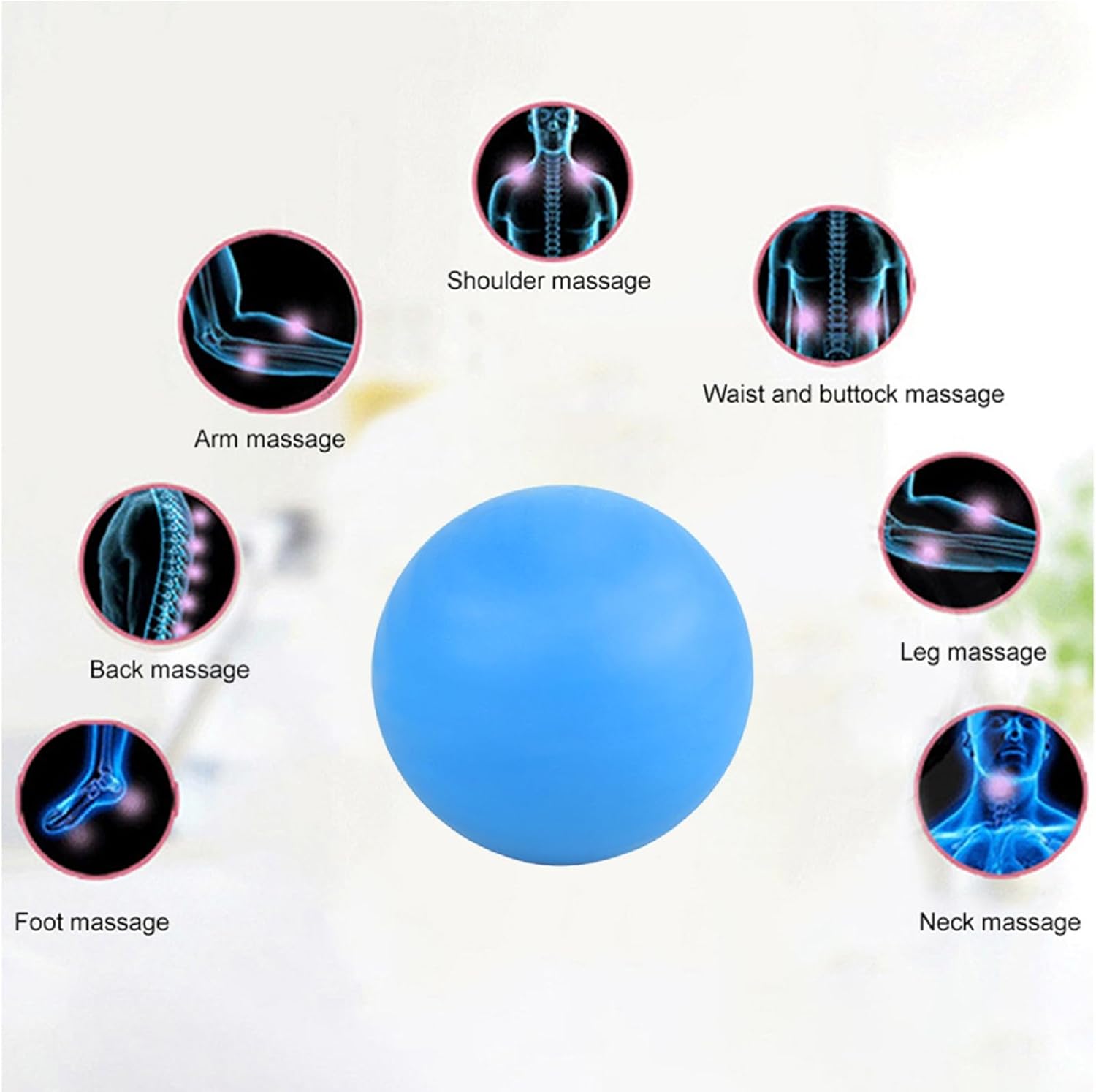 Demonstrates the various body parts that can be massaged using the product, showing its versatility and comprehensive coverage.