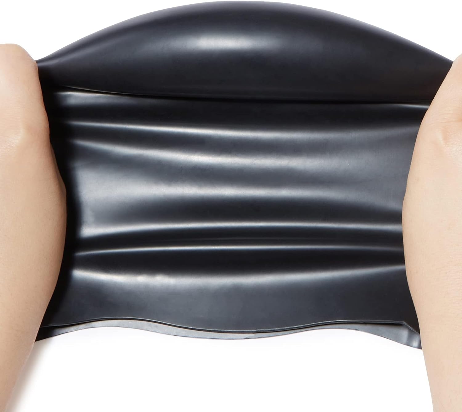 Demonstrates the product's high flexibility and stretchiness, likely for a rubber or elastic material.