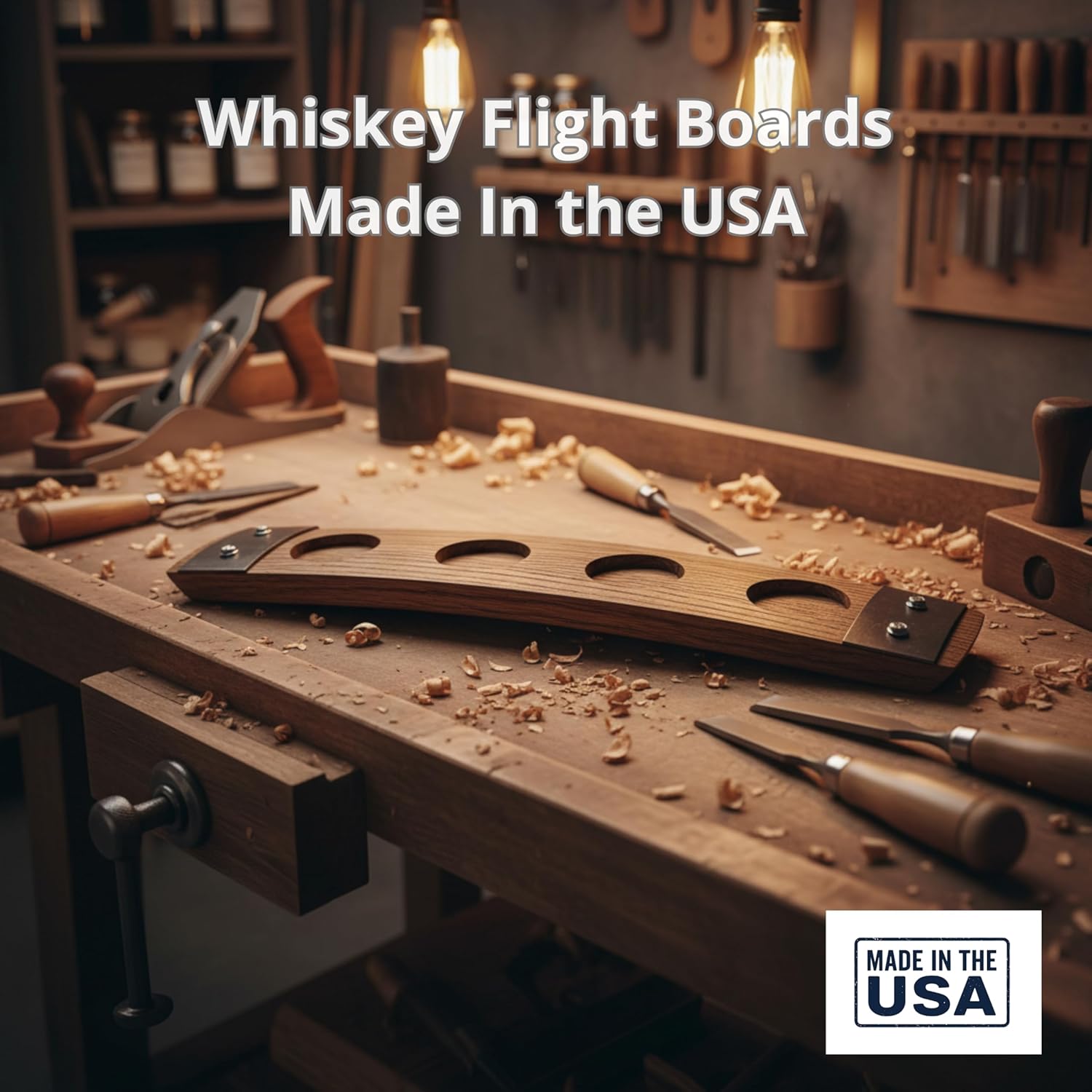 Secondary Images for Barrel Stave Premium 4 Glass Whiskey Flight Serving Tray with Glencairn Glasses